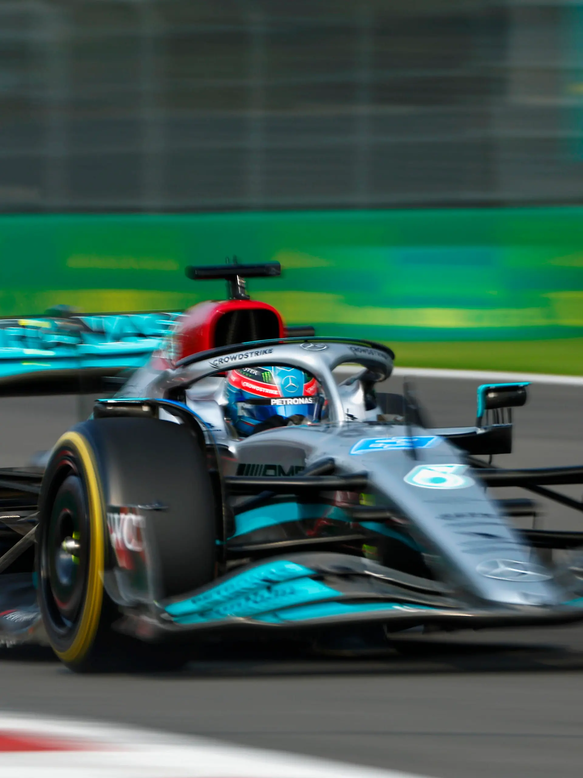  Formula 1 2022: Mexico City GP AUTODROMO HERMANOS RODRIGUEZ, MEXICO - OCTOBER 28: George Russell, Mercedes W13 during the Mexico City GP at Autodromo Hermanos Rodriguez on Friday October 28, 2022 in Mexico City, Mexico. Photo by Sam Bloxham / LAT Images Images PUBLICATIONxINxGERxSUIxAUTxHUNxONLY GP2220_150445_V6A7433