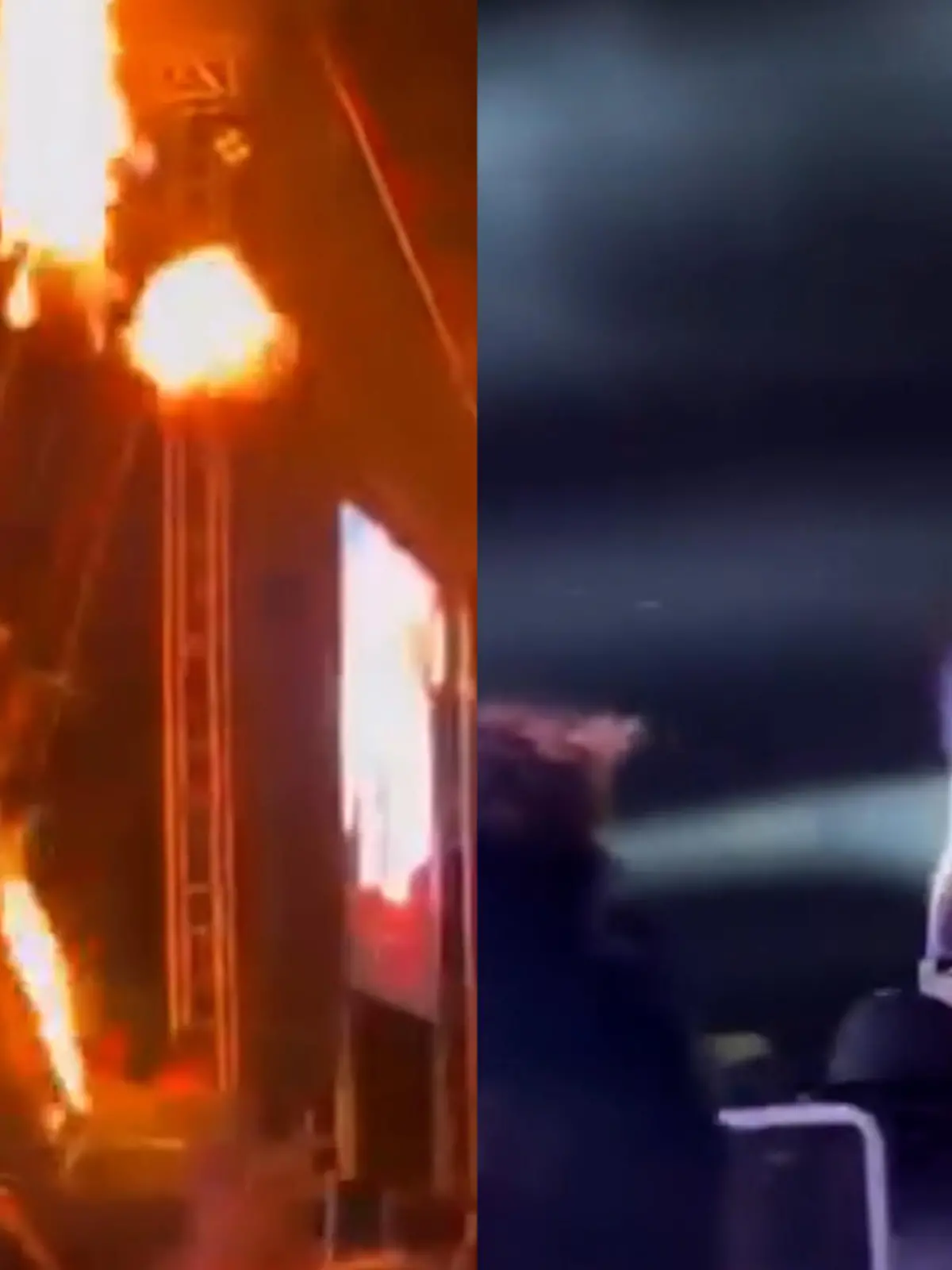 Feuer bei einer Bühnenshow ist sehr beliebt, sieht spektakulär aus, ist aber auch ganz schön gefährlich. In diesem Fall fängt die Hose des Kümstlers Feuer - aber er kann den Brand schnell löschen und zieht einfach seine Hose aus.