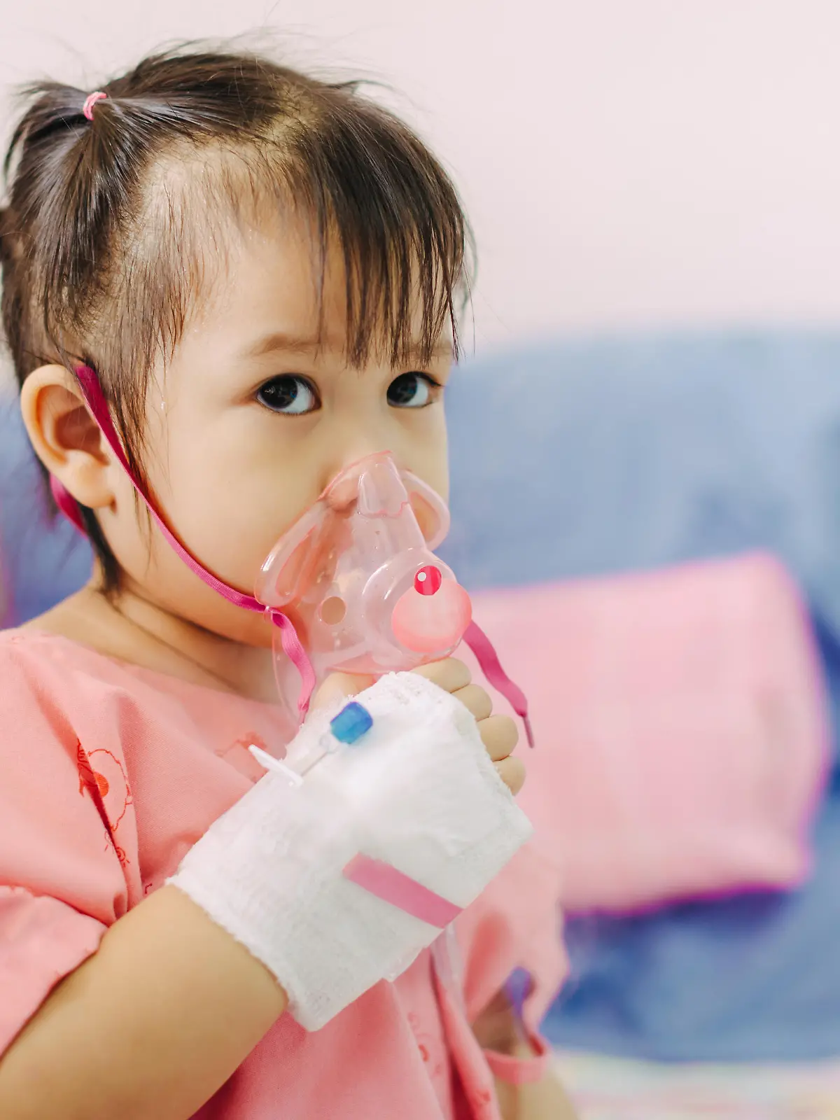 child who got sick by a chest infection after a cold or the flu that has trouble breathing and prolonged cough. A symptom of asthma or pneumonia cause by respiratory syncytial virus.