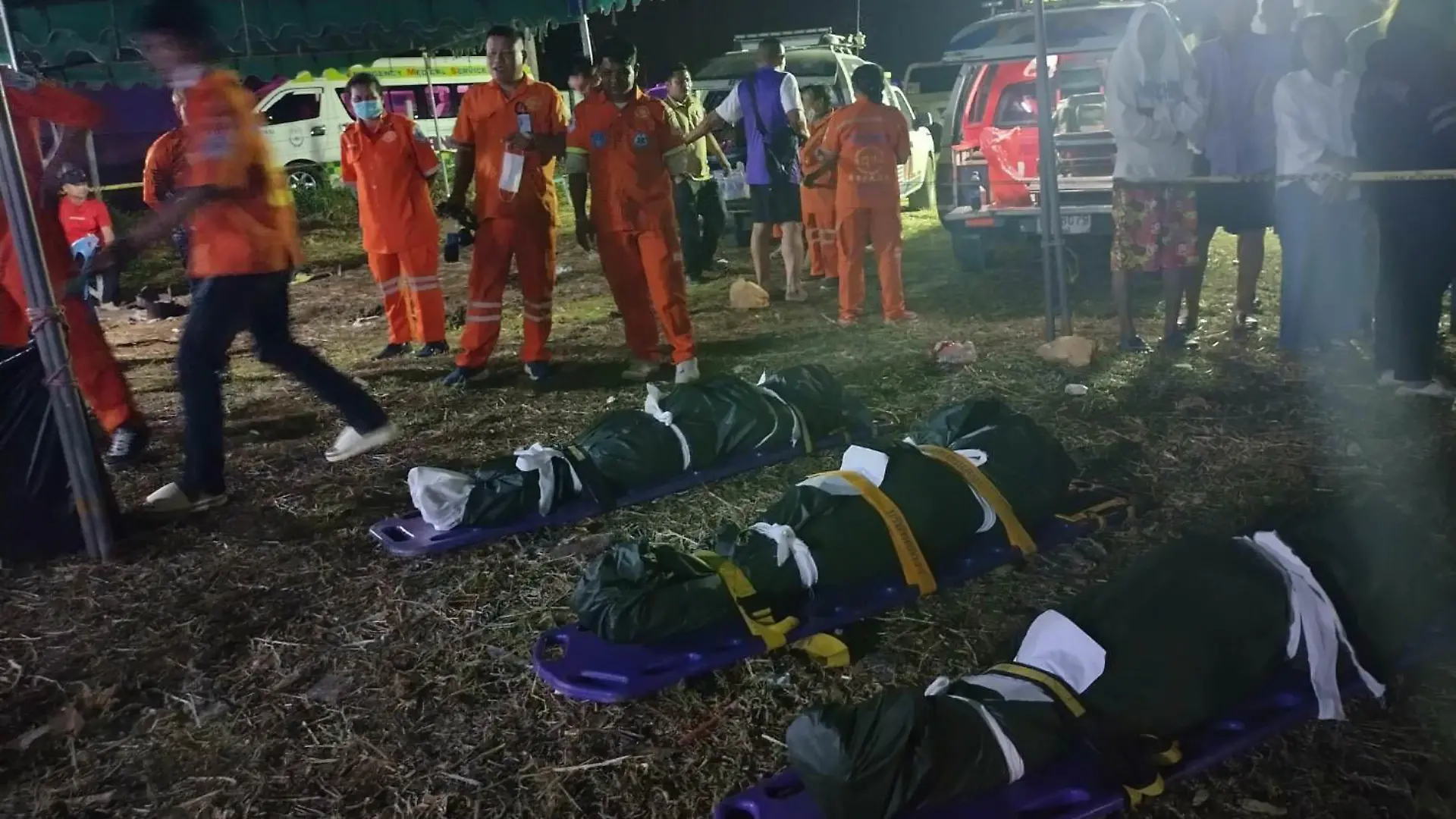 A champion Paralympian swimmer killed four people including his bride before turning the gun on himself at his own wedding reception.

Chaturong Suksuk, 29, a disabled former policeman, was married to his girlfriend of three years Kanchana Pachantuek, 44, in a traditional wedding attended by overjoyed family and friends in Nakhon Ratchasima province, Thailand, on November 25.  PACKAGE: Video, pictures, text