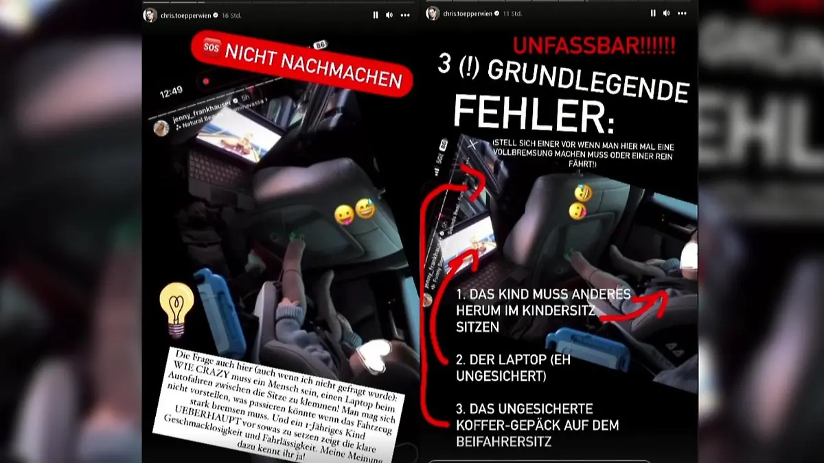 Screenshots aus Chris Töpperwiens Instagram-Story.