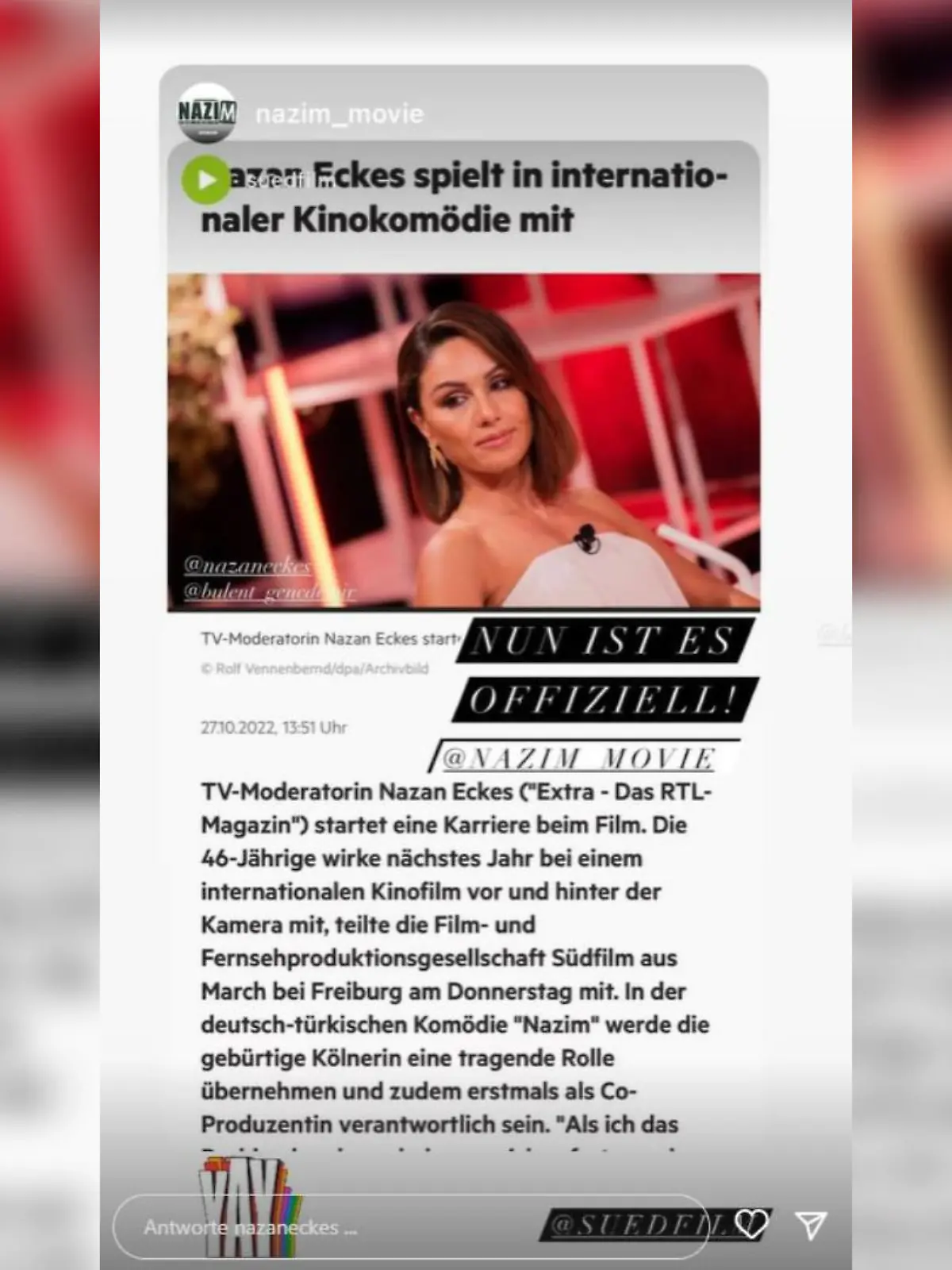 Nazan Eckes spielt ihre erste Rolle in einem internationalen Film