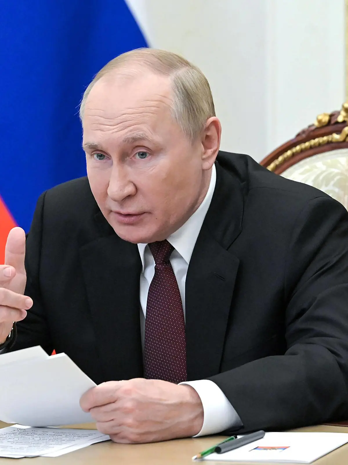  Russian President Vladimir Putin chairs a meeting with the heads of delegations of the Conference of Heads of Security and Intelligence Agencies of the Commonwealth of Independent States CIS member countries via a video link on October 26, 2022, in Moscow, Russia. The Kremlin said in a statement that President of Russia, Supreme Commander-in-Chief of the Armed Forces, Vladimir Putin monitored a military exercise of the ground, naval, and air components of the Strategic Deterrence Forces, which included practice launches of ballistic and cruise missiles, which all reached their designated targets. Kremlin Pool / 1 RUSS2022102633 Kremlin