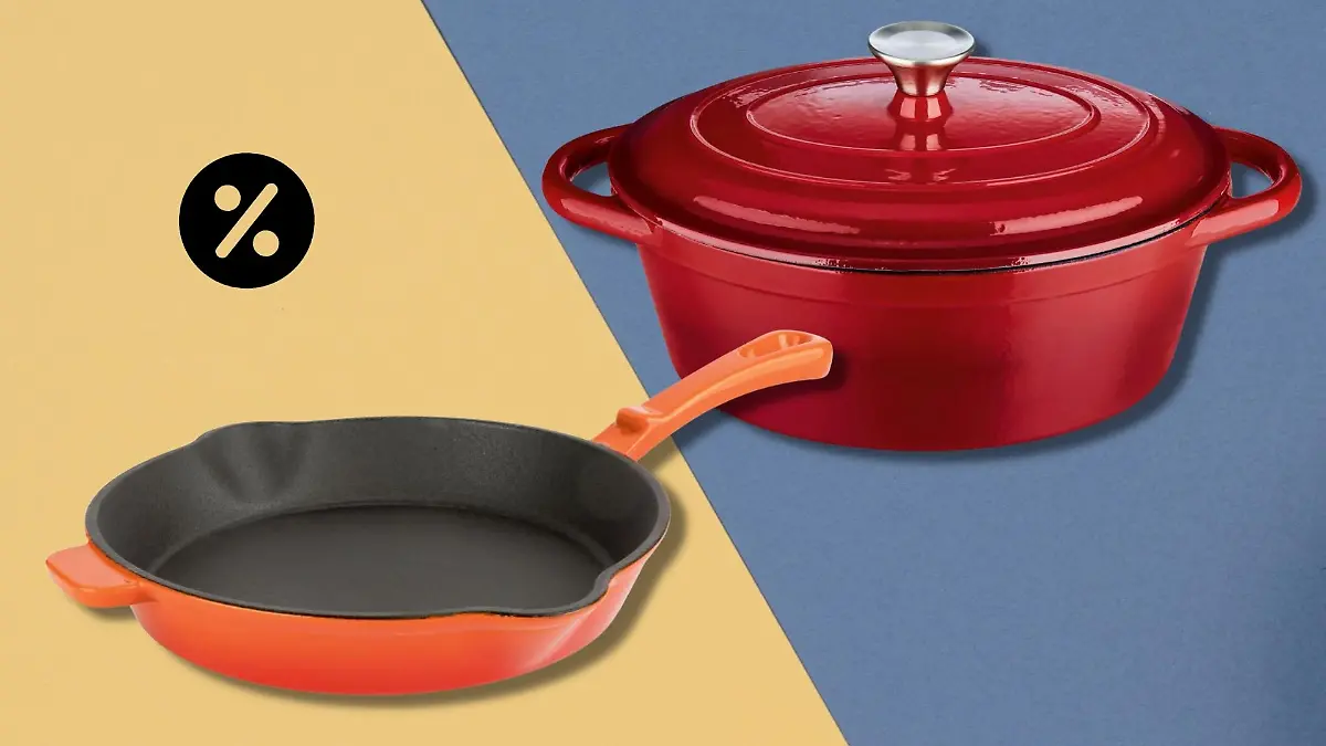 Gusseiserne Töpfe, Pfannen und Bräter sind gerade bei Lidl günstig zu haben. Die Ähnlichkeit mit den Modellen von Le Creuset ist groß.