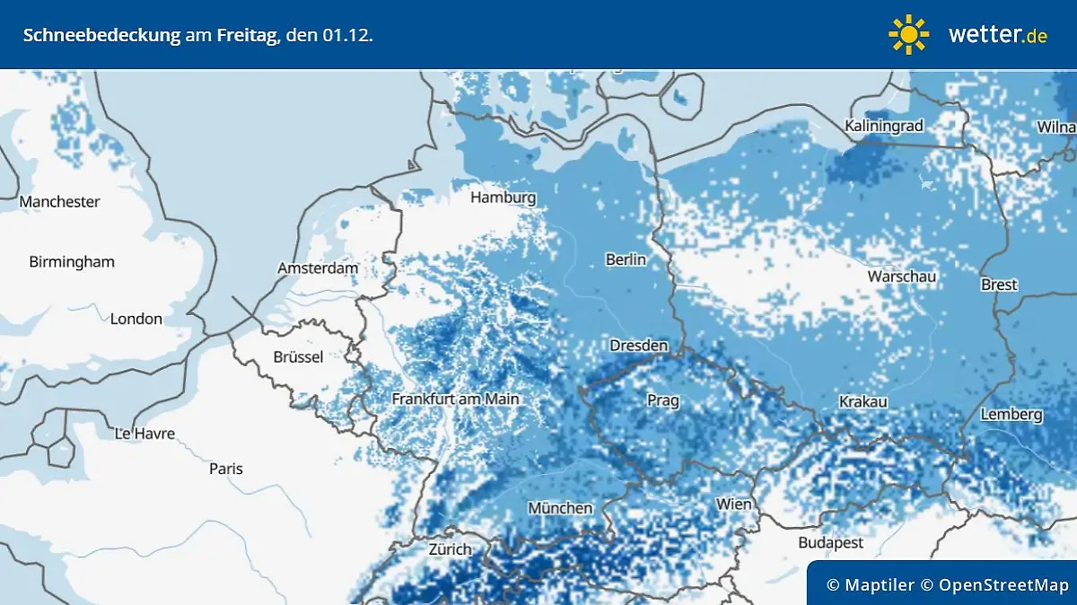schnee bedeckung freitag