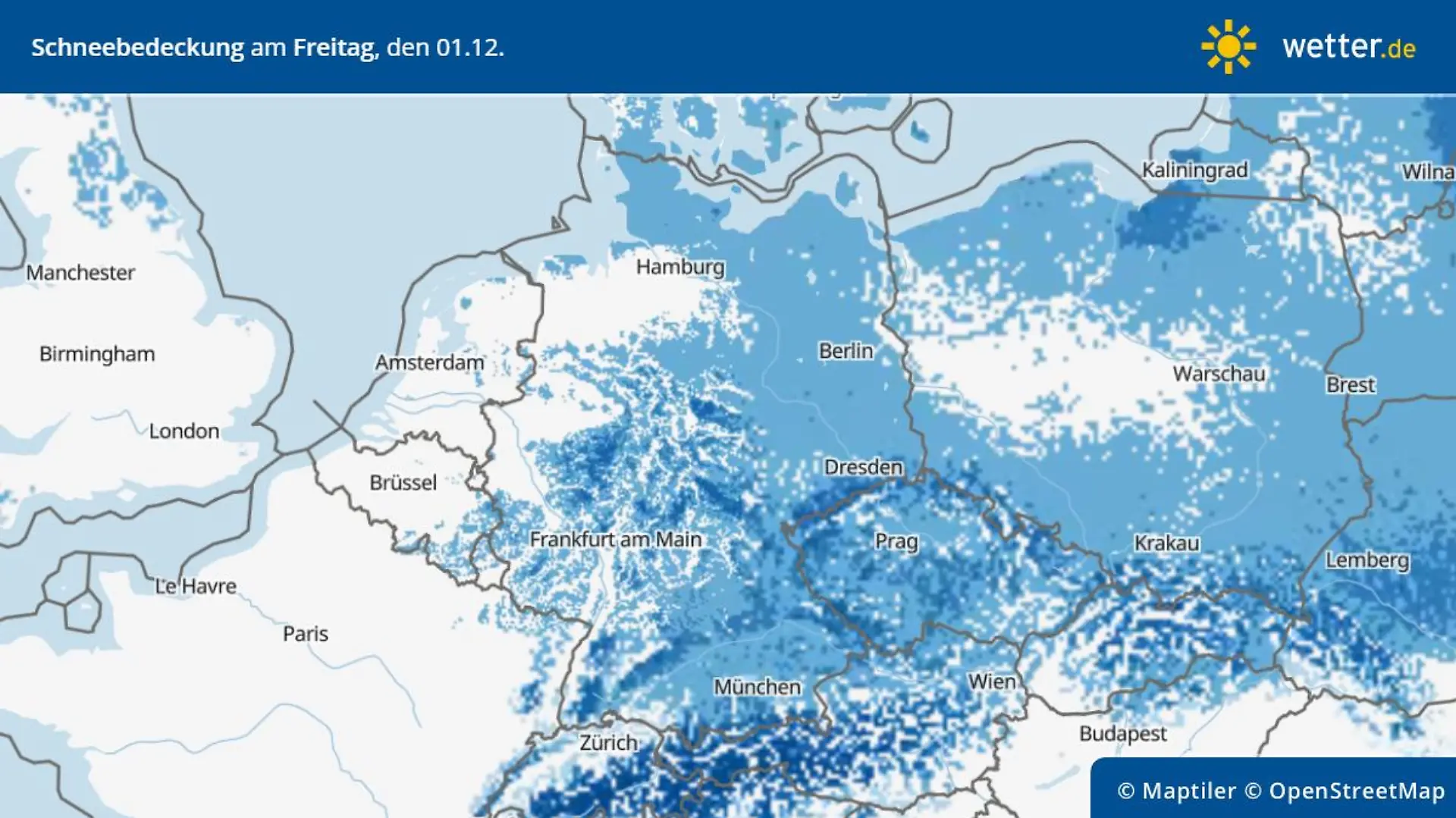 schnee bedeckung freitag