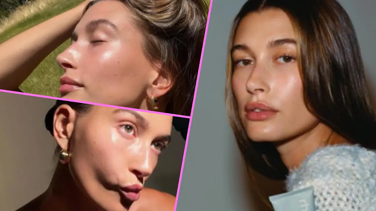 Hailey Bieber in einer Collage.