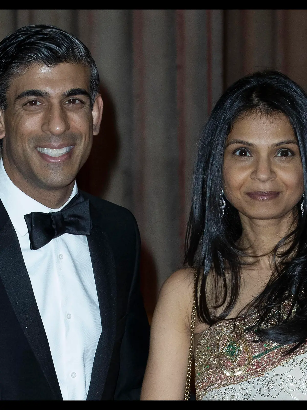  . 09/02/2022. London, United Kingdom. Chancellor Rishi Sunak and his wife Akshata Murthy arriving at a British Asian Trust reception in London. PUBLICATIONxINxGERxSUIxAUTxHUNxONLY xStephenxLockx/xi-Imagesx IIM-23088-0037