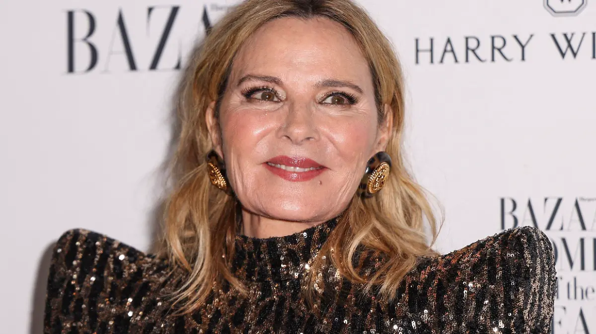 Kim Cattrall poses for photographers upon arrival at the Harper's Bazaar Women of the Year event on Tuesday, Nov. 7, 2023 in London. (Vianney Le Caer/Invision/AP)