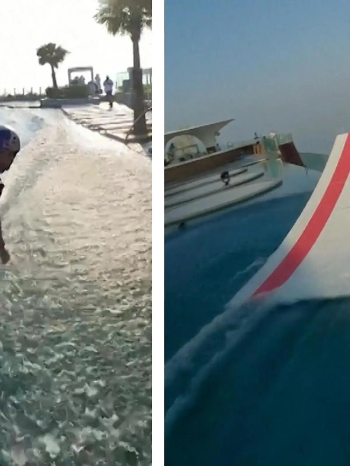 Was für eine Aktion! Erst surft Wakeboard-Profi Brian Grubb lässig durch einen Infinity-Pool auf einem Hochhaus, ehe er 300 Meter in die Tiefe springt. Ein wirklich rekordverdächtiger Stunt!