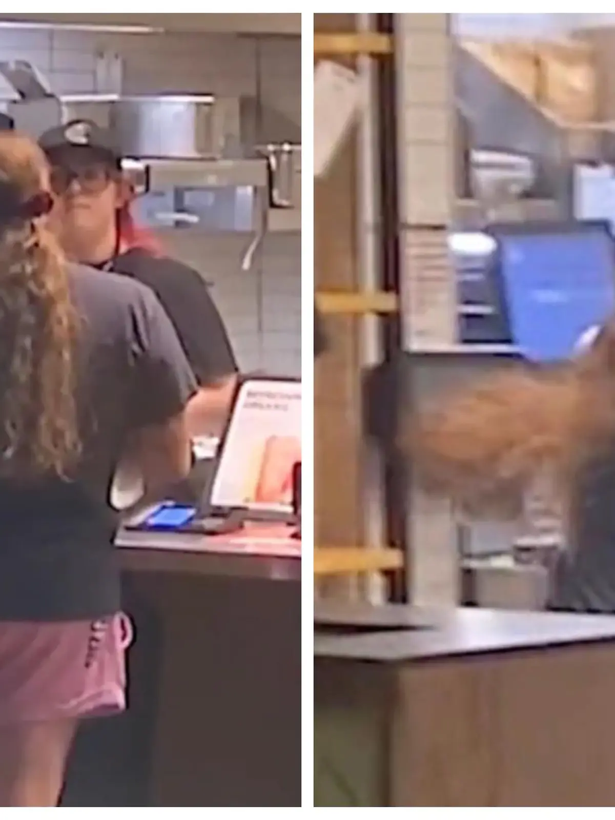 Emily Russell bedient eine Kundin in einer Fast-Food-Kette, als diese plötzlich ihre Burrito-Bowl ins Russells Gesicht wirft.