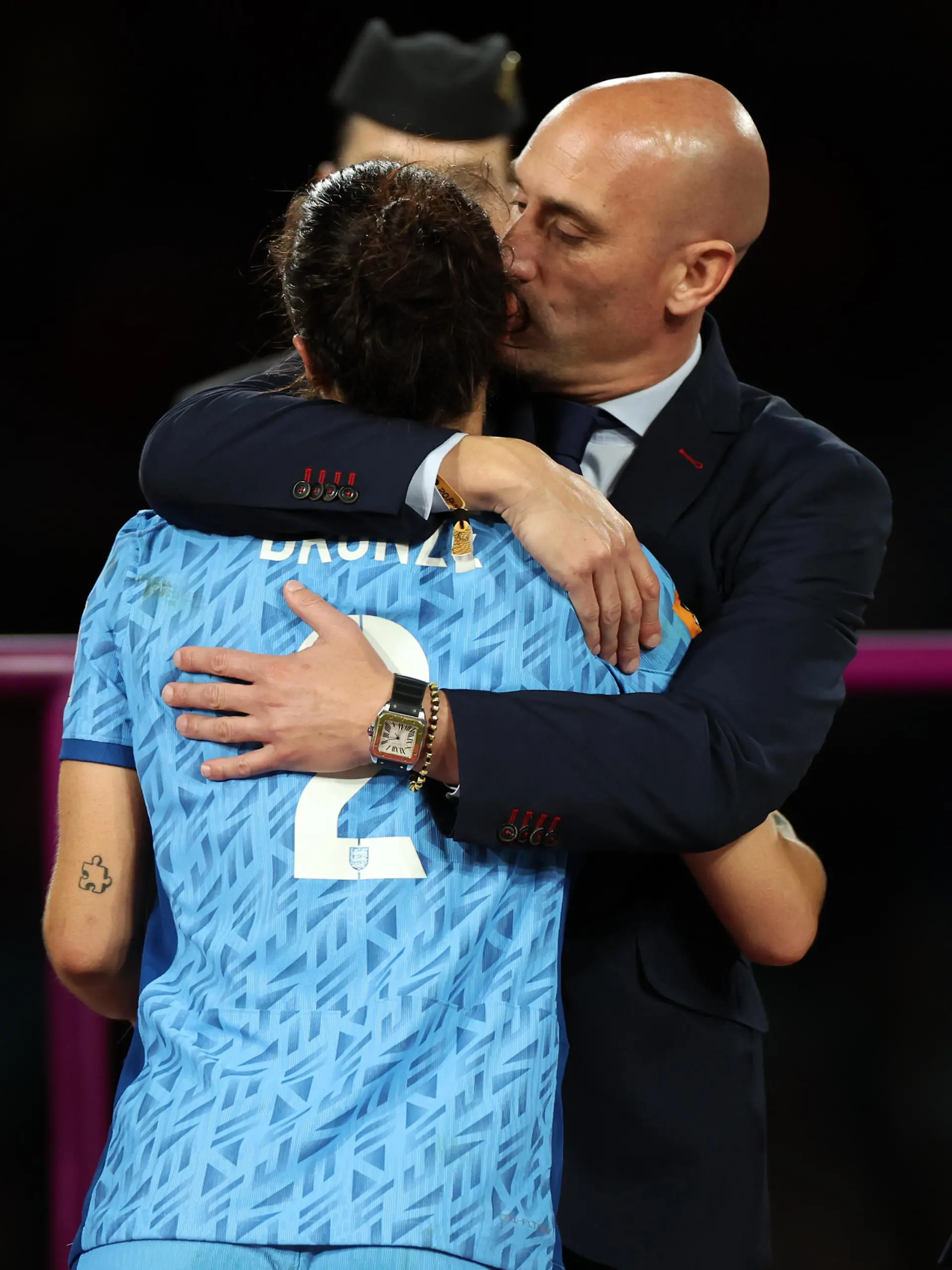 SYDNEY, AUSTRALIA - AUGUST 20: Luis Rubiales, President of the Royal Spanish Football Federation celebrates after the team's victory in the FIFA Women's World Cup Australia & New Zealand 2023 Final match between Spain and England at Stadium Australia on August 20, 2023 in Sydney / Gadigal, Australia. (Photo by Maryam Majd/Getty Images)