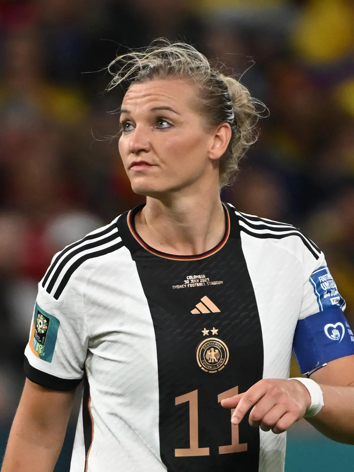 Fußball, Frauen: WM, Deutschland - Kolumbien, Vorrunde, Gruppe H, 2. Spieltag im Sydney Football Stadium, Deutschlands Alexandra Popp reagiert unzufrieden.