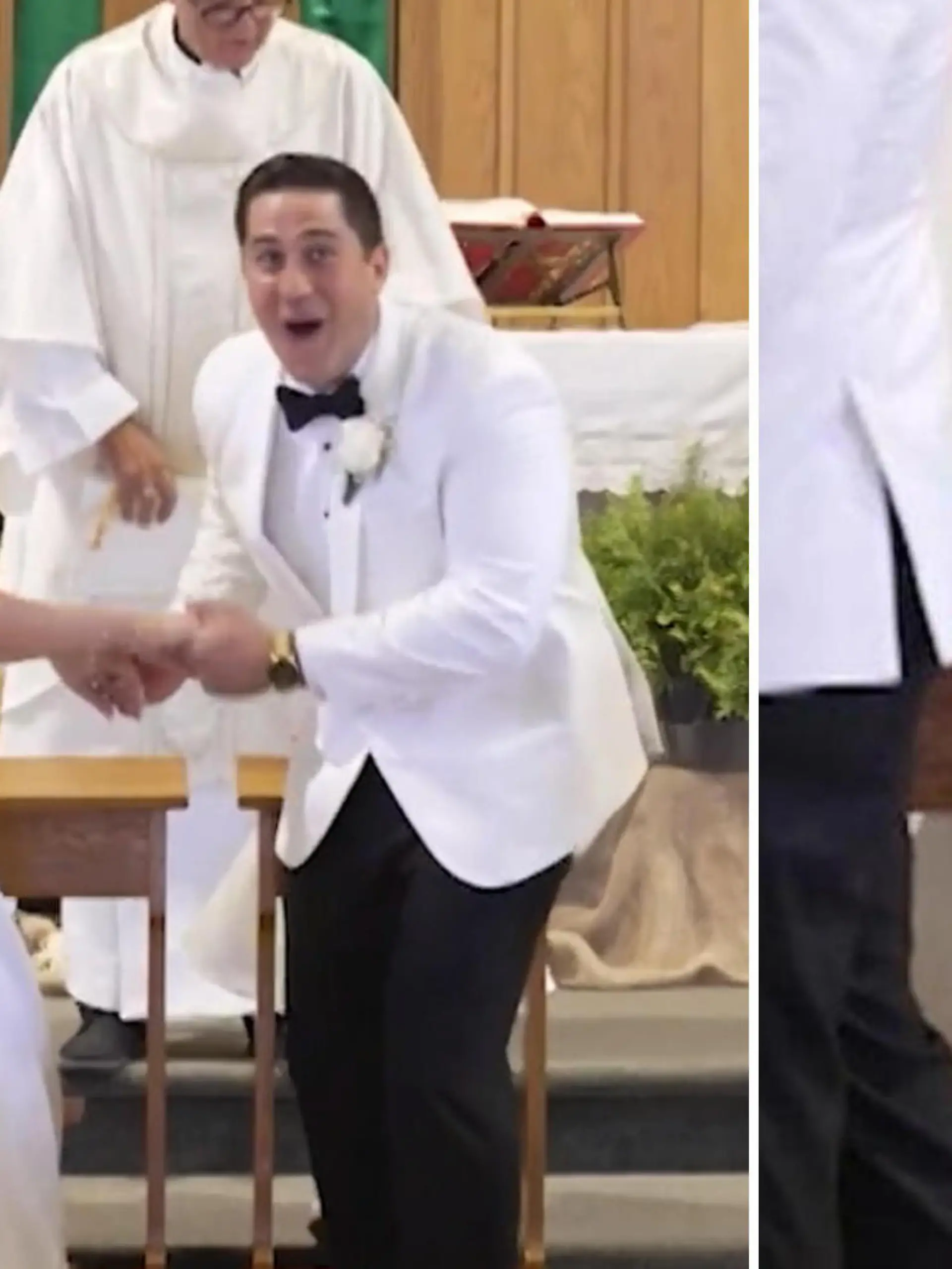 Der schönste Tag im Leben, doch ein kleiner Gast ist unzufrieden!

Ein Brautpaar steht vor dem Altar, küsst sich nach der Vermählung. Eine romantische Szene, wäre da nicht das kleine Blumendmädchen. Ihr passt der Kuss so gar nicht! "Bad Kiss", schlechter Kuss, urteilt sie und fordert eine Wiederholung. Das süße Video dazu verzückt.