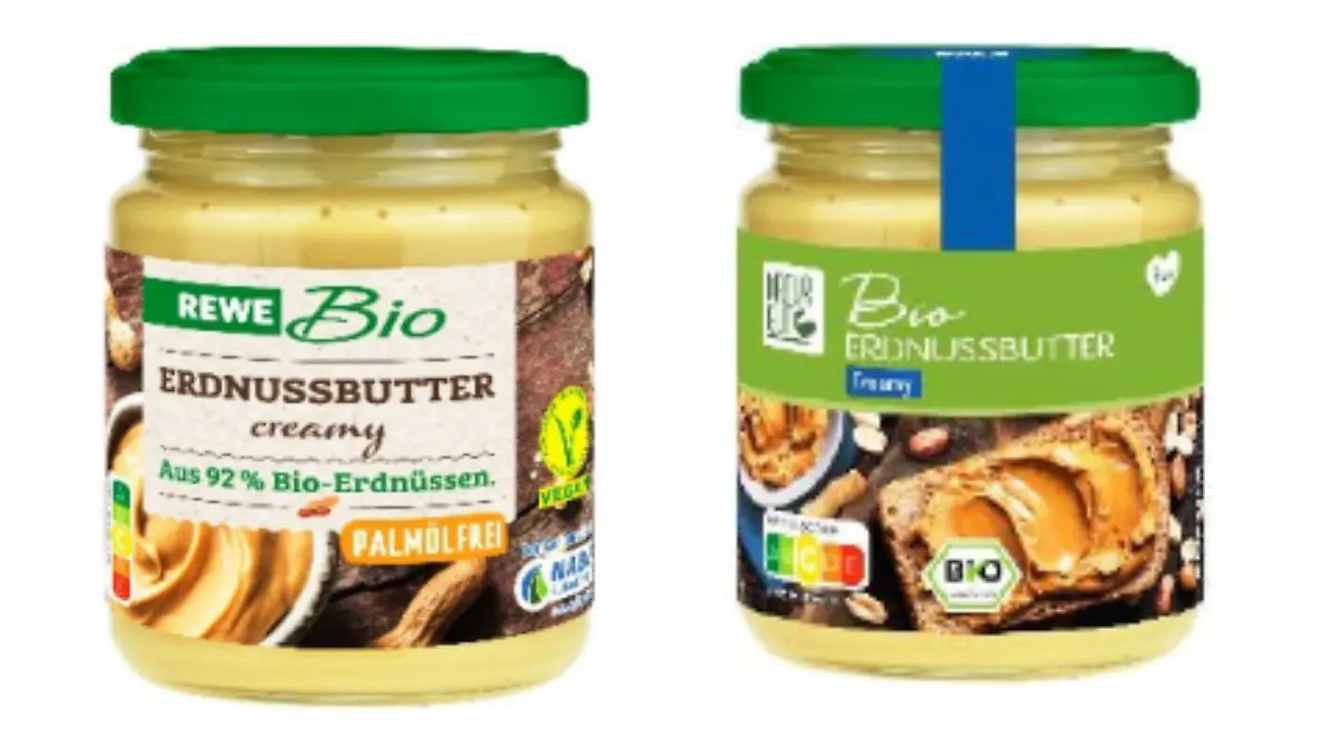 Zurückgerufene Bio-Erdnussbutter-Sorten von Rewe und Penny