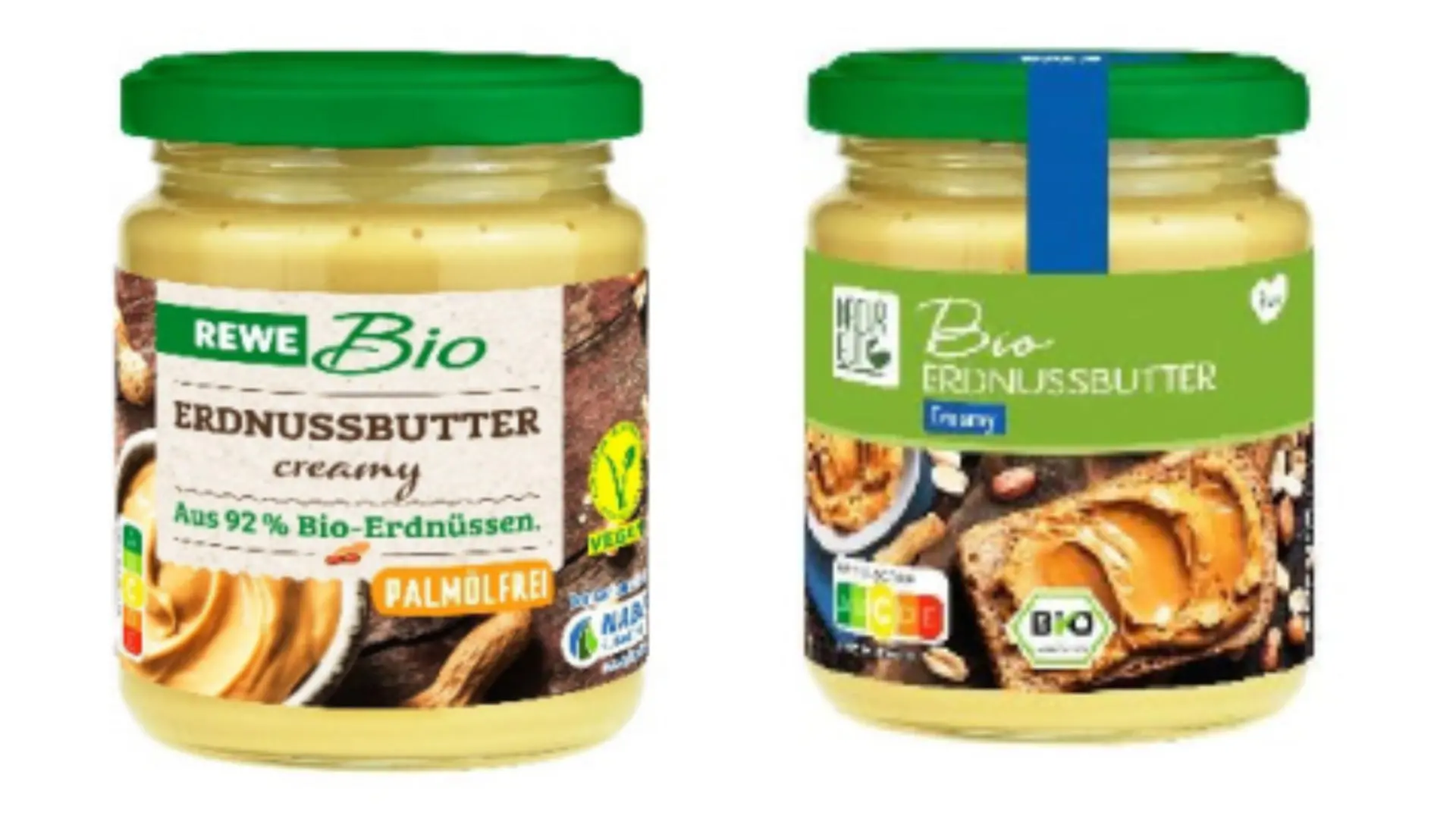 Zurückgerufene Bio-Erdnussbutter-Sorten von Rewe und Penny