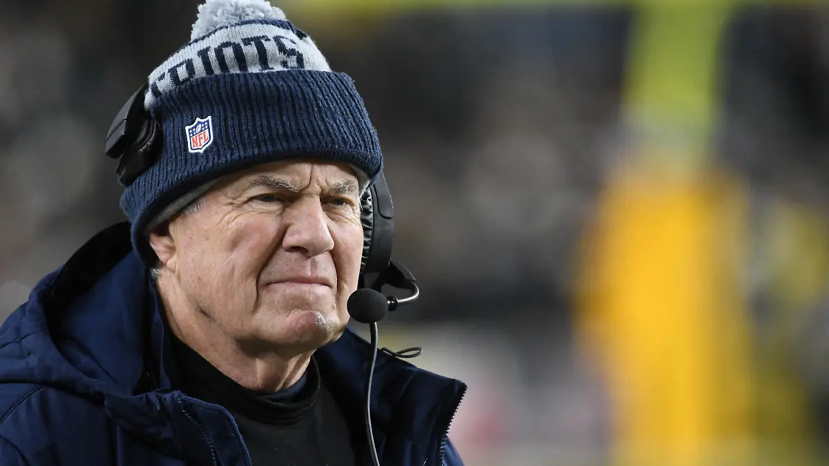 Dec 7, 2023; Pittsburgh, Pennsylvania, USA; New England Patriots head coach Bill Belichick walks the sidelines against the Pittsburgh Steelers during the fourth quarter at Acrisure Stadium. Mandatory Credit: Philip G. Pavely-USA TODAY Sports