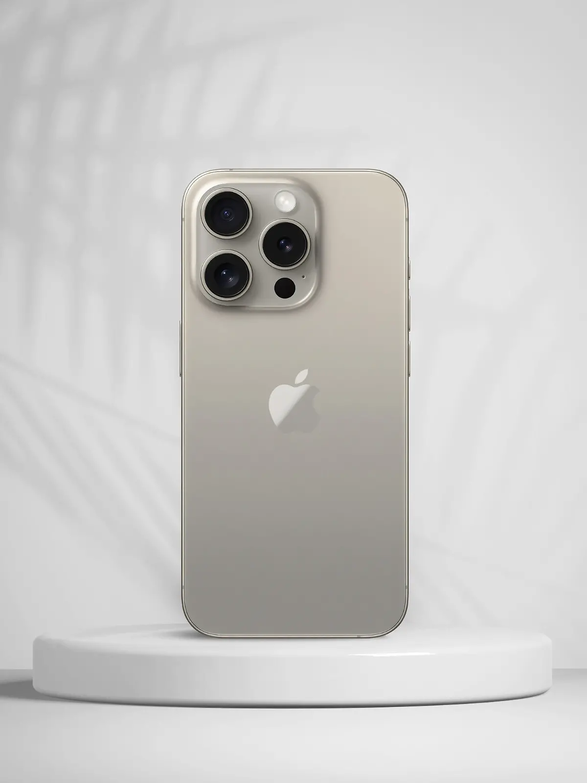 Antalya, Turkey - September 18, 2023: Newly released Natural Titanium iPhone 15 pro mockup set with back and front angles