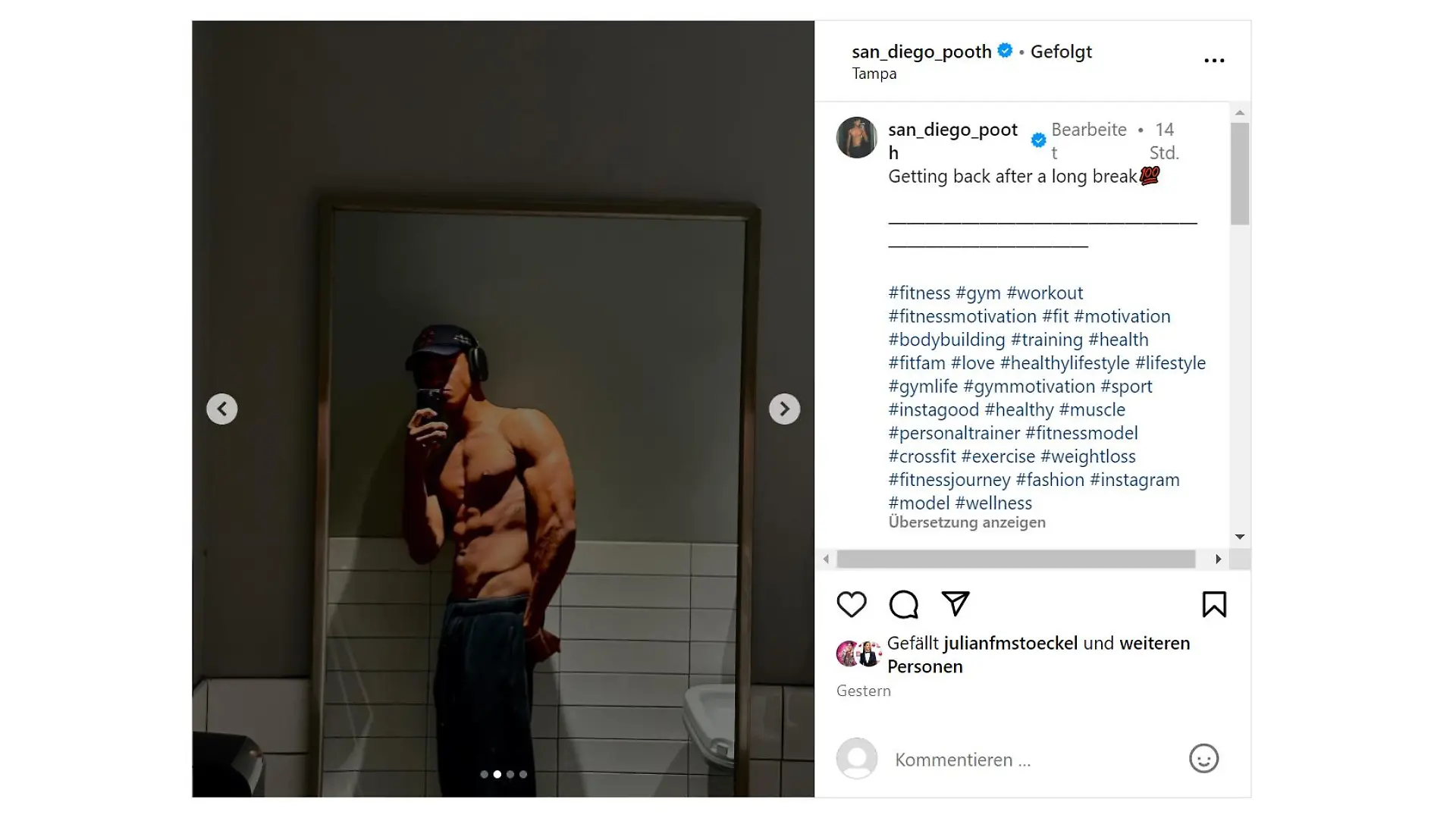 Diego beeindruckt mit Sixpack.
