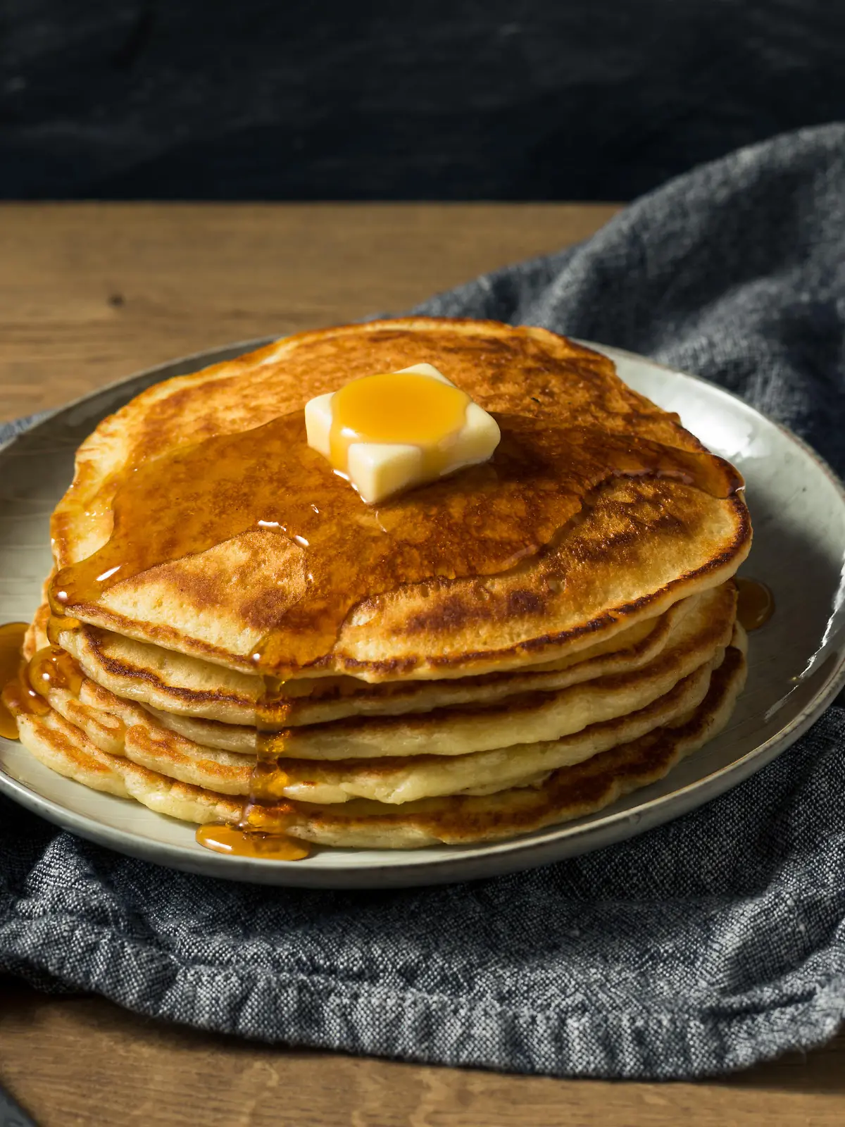 Homemade Sourdough Pancakes with Butter and Blueberries