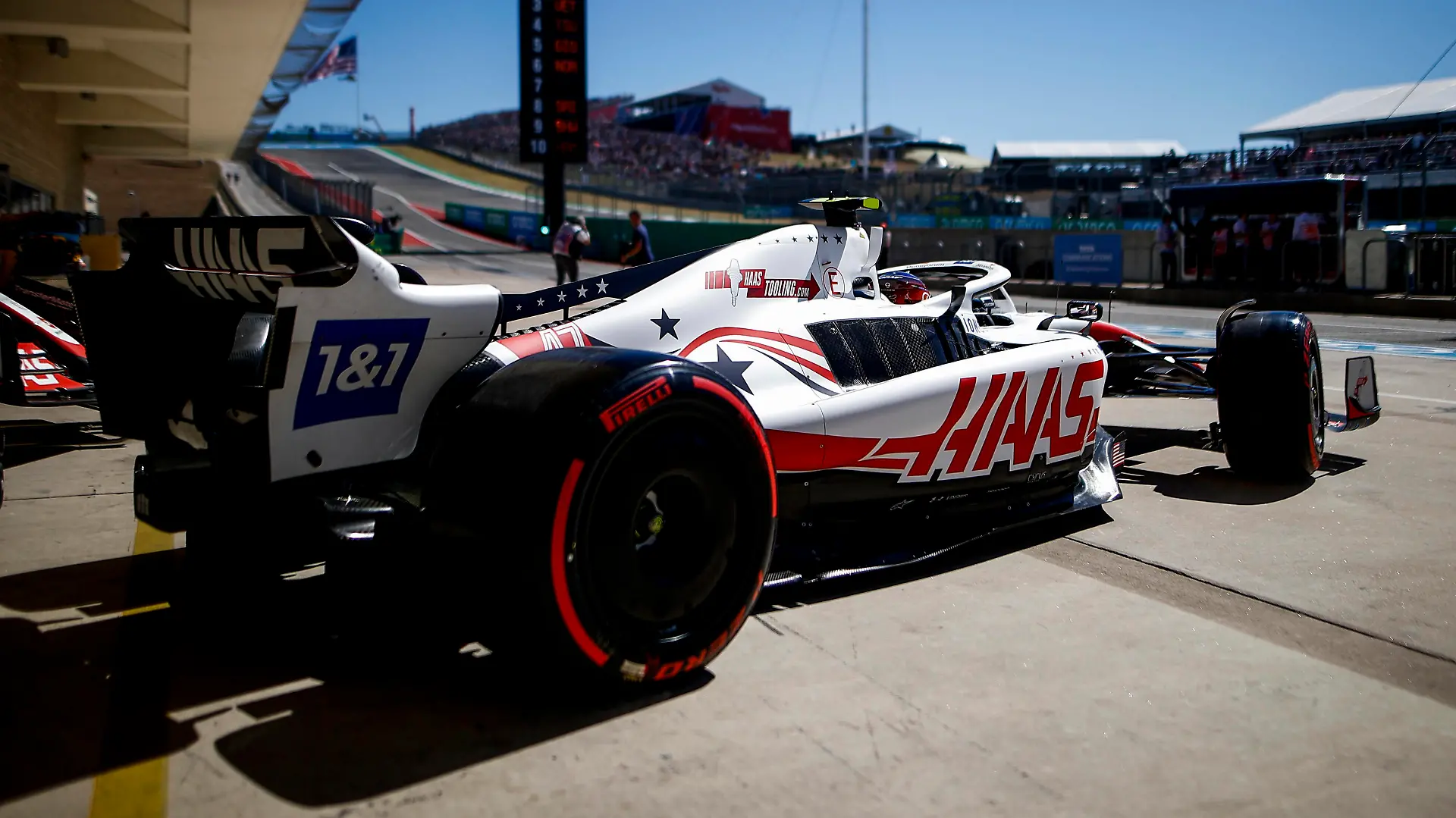 Formula 1 2022: United States GP CIRCUIT OF THE AMERICAS, UNITED STATES OF AMERICA - OCTOBER 21: Mick Schumacher, Haas VF-22, leaves the garage during the United States GP at Circuit of the Americas on Friday October 21, 2022 in Austin, United States of America. Photo by Andy Hone / LAT Images Images PUBLICATIONxINxGERxSUIxAUTxHUNxONLY GP2219_130101_ONY5616
