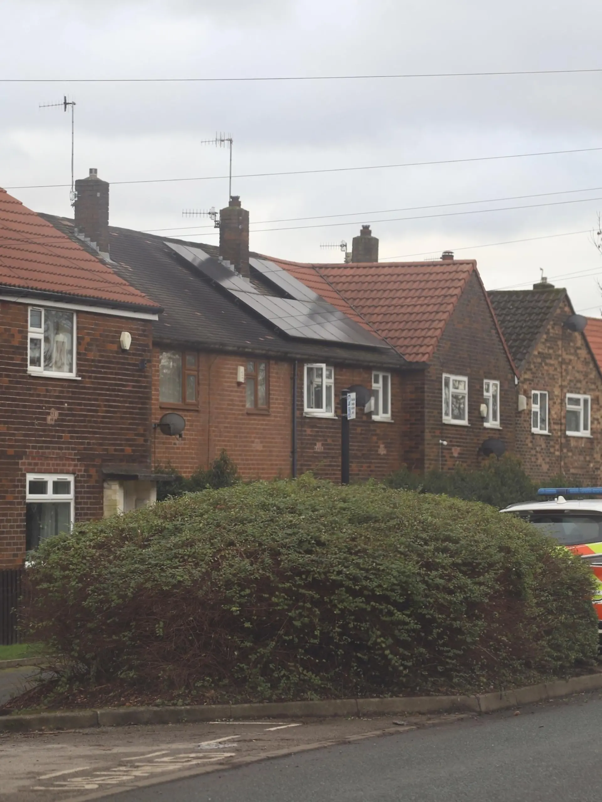 BGUK_2800357 - Oldham, UNITED KINGDOM - Police Presence Still Visible At Alex Battys Home Follwing His Return From France This Week
Pictured: GV, General View
BACKGRID UK 17 DECEMBER 2023 
BYLINE MUST READ: Mancpicss66 / BACKGRID

 