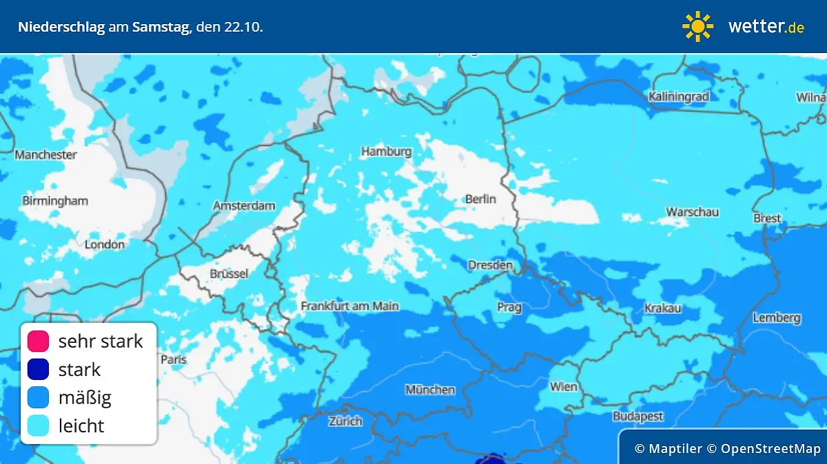 Niederschlag am 22. Oktober in Deutschland
