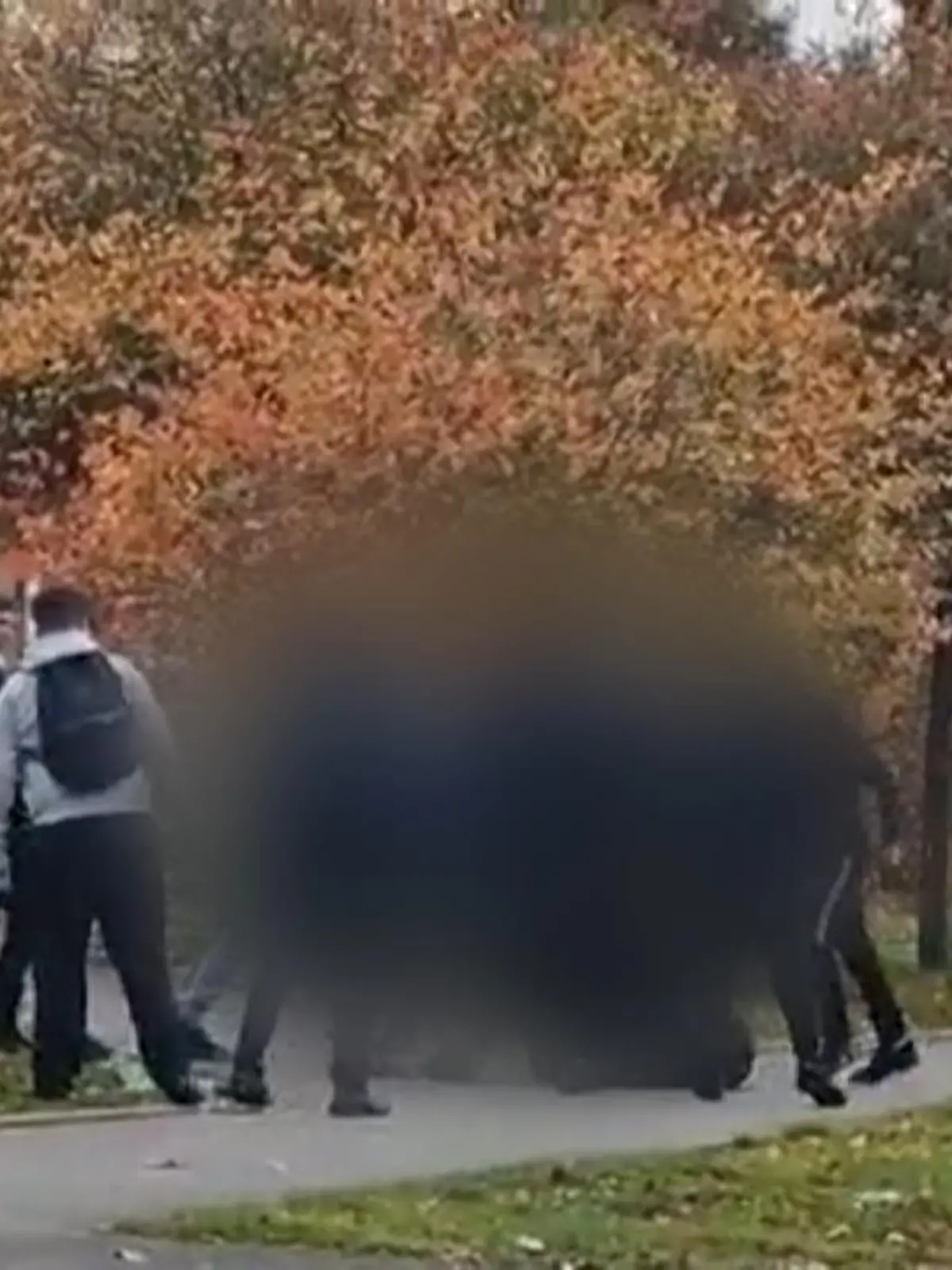 Vor einer Schule im englischen Walsall kommt es zu einer Schlägerei. Ein Sicherheitsmann rettet das Opfer vor dem Schlägertrupp.