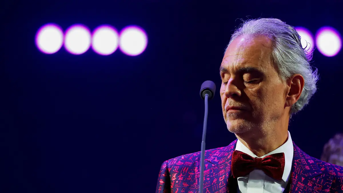 Italian tenor Andrea Bocelli performs during the Joseph Calleja Christmas Special concert in Ta' Qali, Malta, November 25, 2023.  REUTERS/Darrin Zammit Lupi