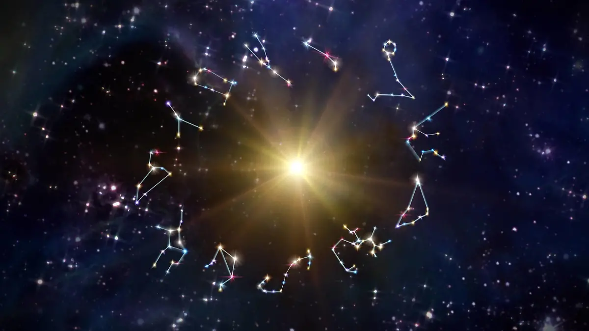 sternzeichen,solar- und zwölf horoskope mit universum raum und sterne