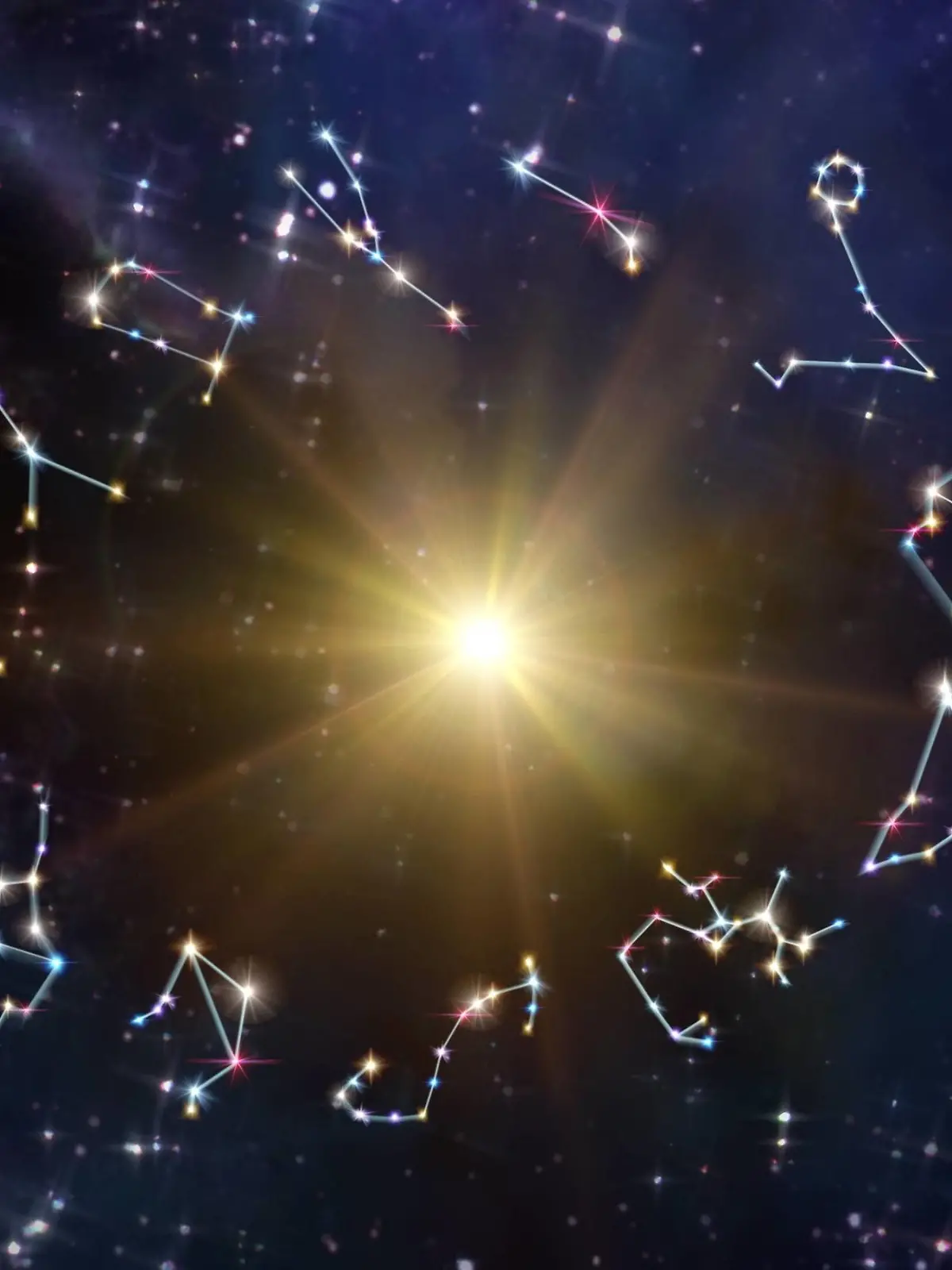 sternzeichen,solar- und zwölf horoskope mit universum raum und sterne