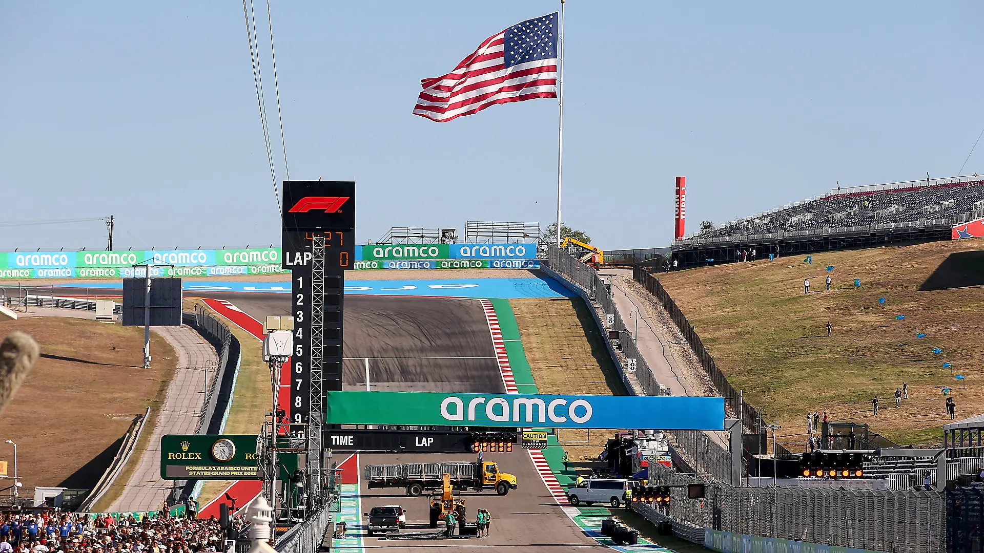 20.10.2022, Circuit of The Americas, Austin, FORMULA 1 ARAMCO UNITED STATES GRAND PRIX 2022
,im Bild
Die Start-Ziel Gerade in Austin.