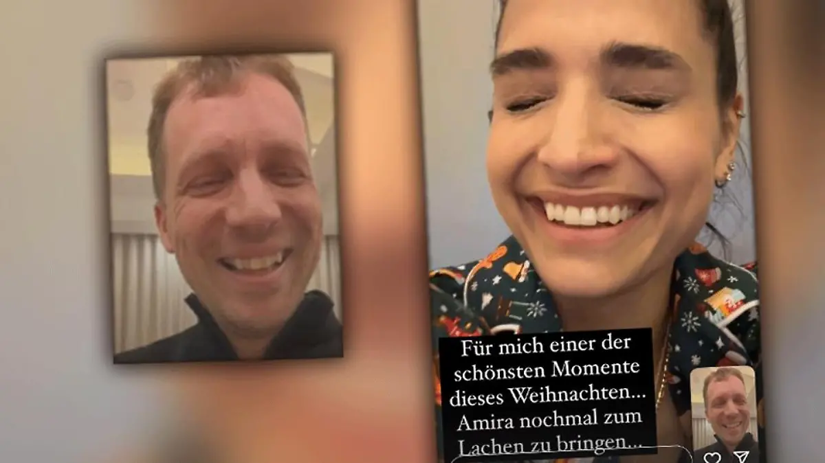 Olli Pocher und Amira lachen gemeinsam.