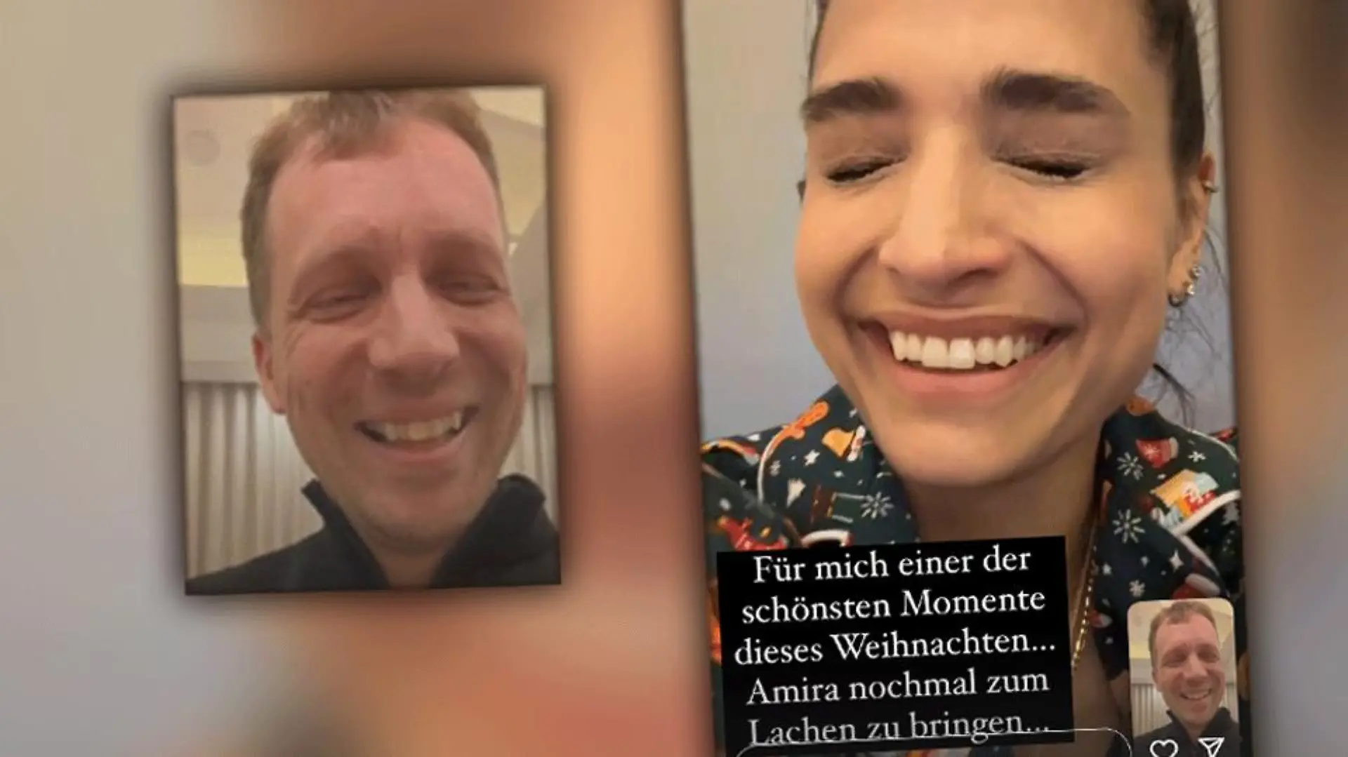Olli Pocher und Amira lachen gemeinsam.