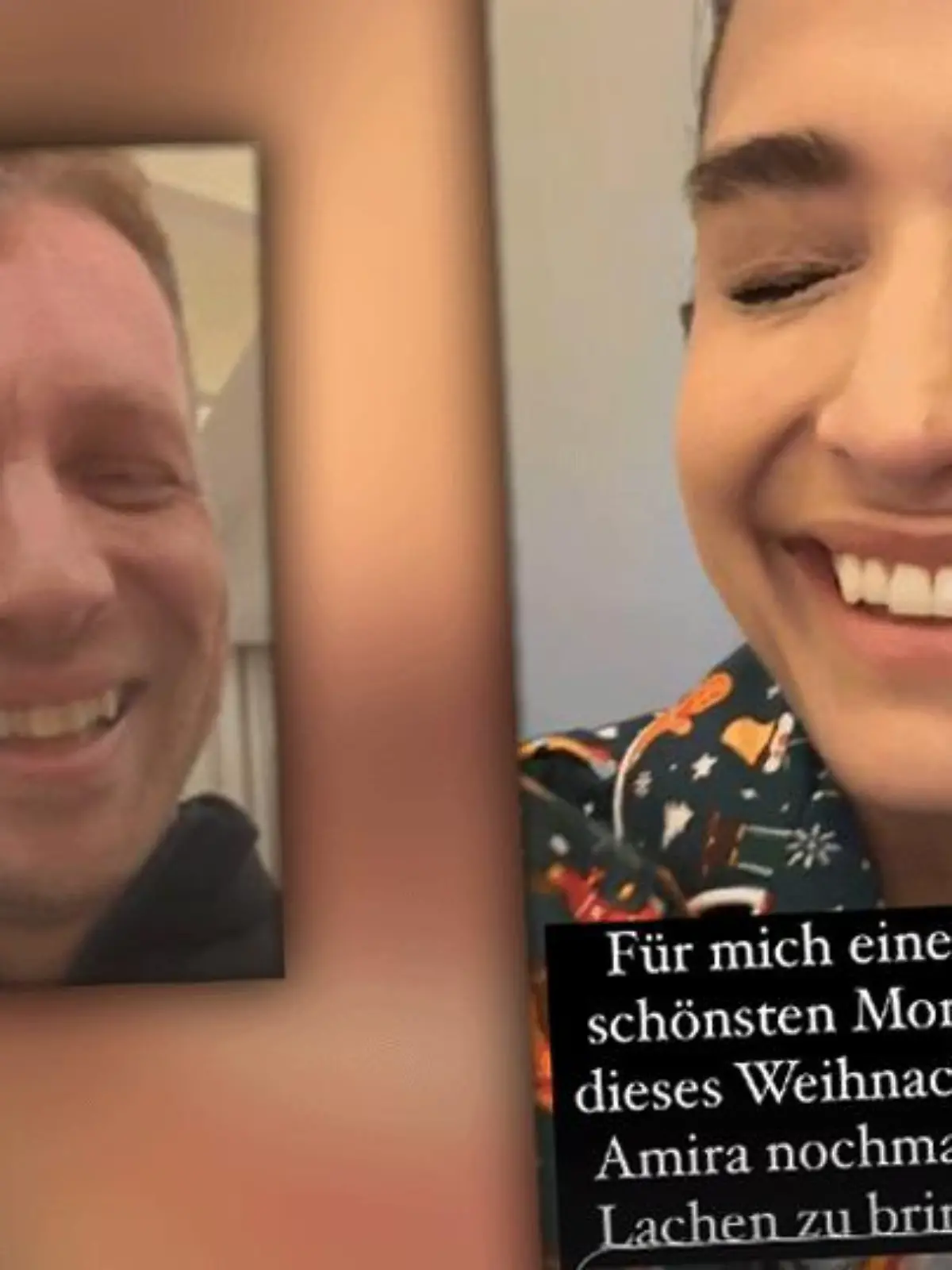 Olli Pocher und Amira lachen gemeinsam.