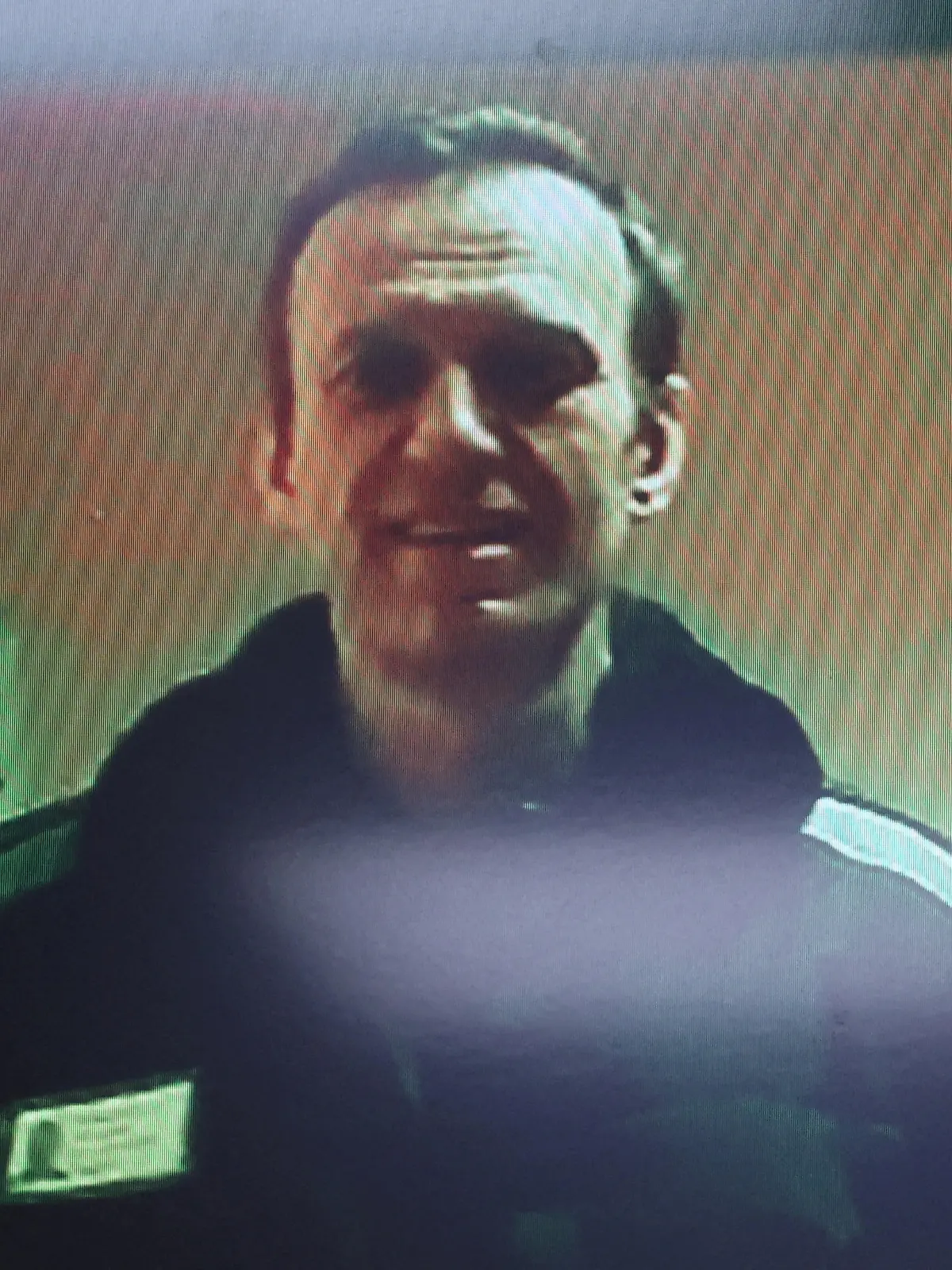 FILE PHOTO: Russian opposition leader Alexei Navalny is seen on a screen via video link from a penal colony in the Vladimir Region during a hearing at the Basmanny district court in Moscow, Russia April 26, 2023. REUTERS/Yulia Morozova/File Photo