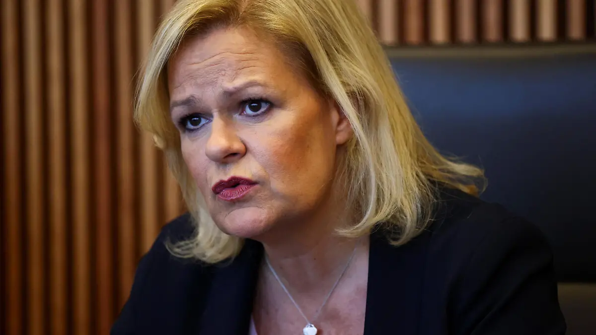 German Interior Minister Nancy Faeser speaks during an interview with Reuters in Berlin, Germany, October 17, 2022. REUTERS/Christian