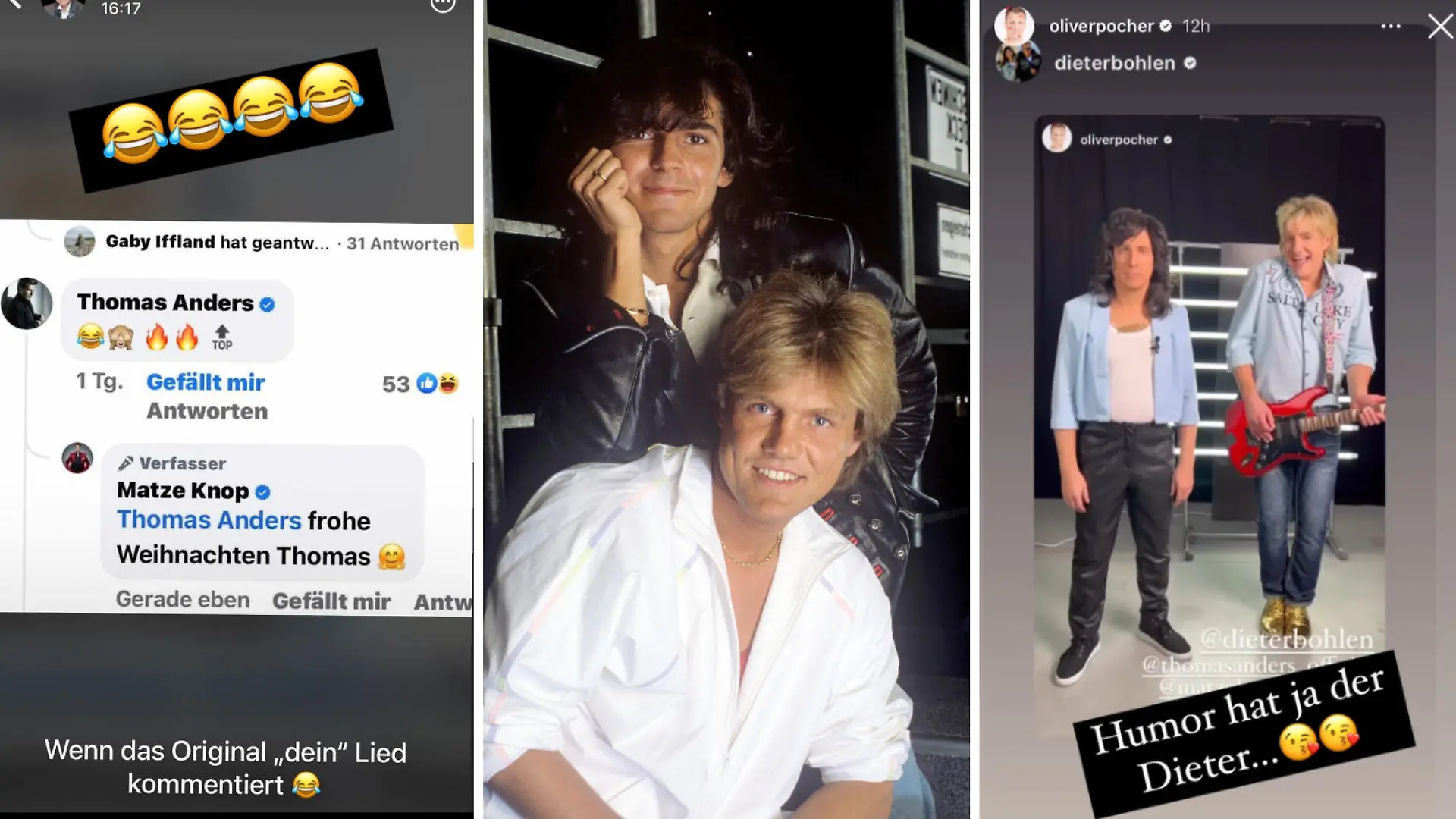 Thomas Anders und Dieter Bohlen beweisen Humor und lachen über die Parodie von Oliver Pocher und Matze Knop