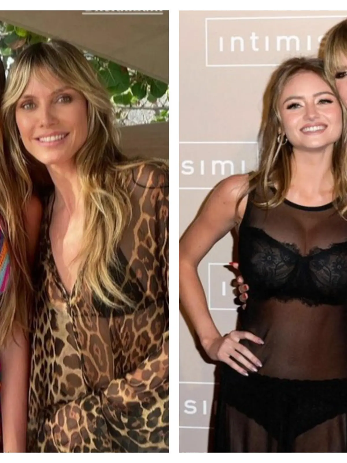 Links posiert Heidi Klum mit Sophie Stray, rechts mit Tochter Leni Klum.