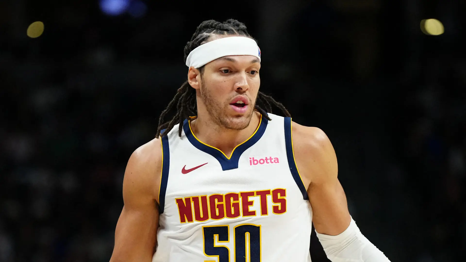 Dec 25, 2023; Denver, Colorado, USA; Denver Nuggets forward Aaron Gordon (50) during the third quarter against the Golden State Warriors at Ball Arena. Mandatory Credit: Ron Chenoy-USA TODAY Sports