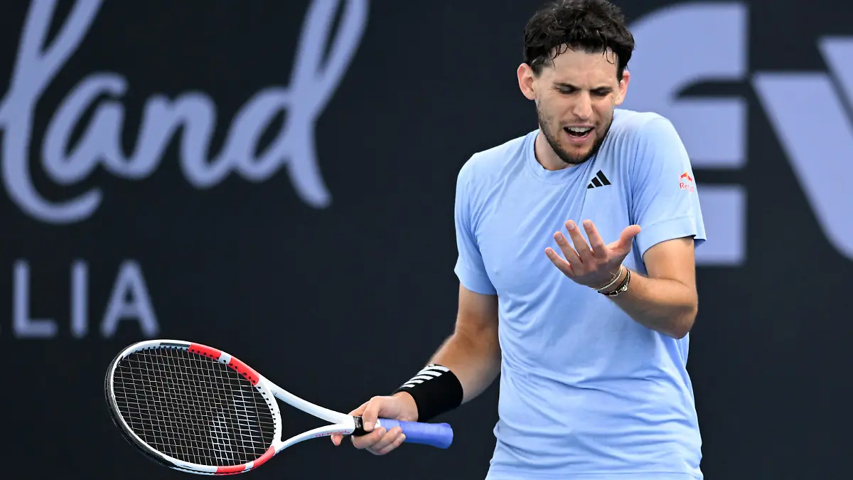 TENNIS BRISBANE INTERNATIONAL PREVIEW, Dominic Thiem of Austria reacts during his match against James McCabe of Australia during their qualifying round match at the Brisbane International at the Queensland Tennis Centre in Brisbane, Saturday, December 30, 2023. ACHTUNG: NUR REDAKTIONELLE NUTZUNG, KEINE ARCHIVIERUNG UND KEINE BUCHNUTZUNG BRISBANE QLD AUSTRALIA PUBLICATIONxNOTxINxAUSxNZLxPNGxFIJxVANxSOLxTGA Copyright: xDARRENxENGLANDx 20231230001883217411