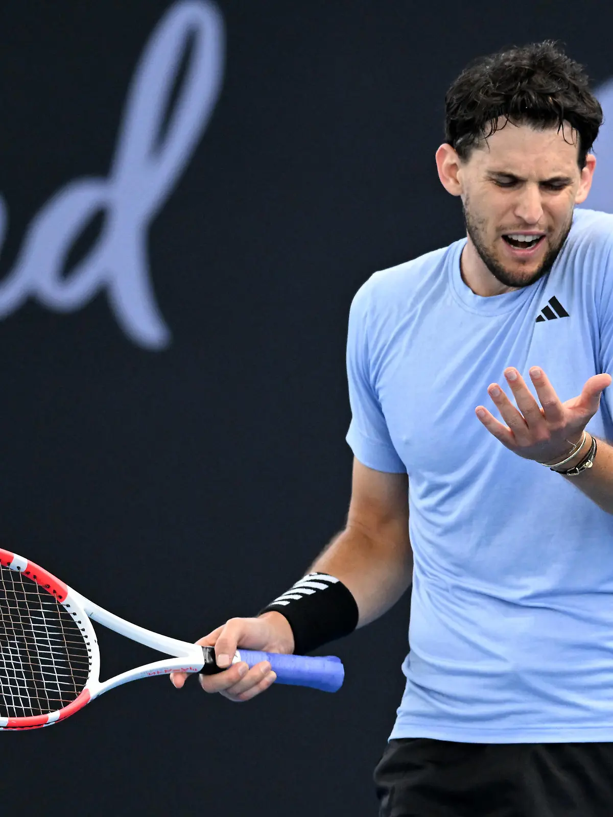 TENNIS BRISBANE INTERNATIONAL PREVIEW, Dominic Thiem of Austria reacts during his match against James McCabe of Australia during their qualifying round match at the Brisbane International at the Queensland Tennis Centre in Brisbane, Saturday, December 30, 2023. ACHTUNG: NUR REDAKTIONELLE NUTZUNG, KEINE ARCHIVIERUNG UND KEINE BUCHNUTZUNG BRISBANE QLD AUSTRALIA PUBLICATIONxNOTxINxAUSxNZLxPNGxFIJxVANxSOLxTGA Copyright: xDARRENxENGLANDx 20231230001883217411