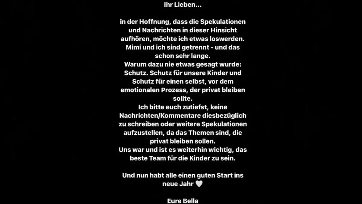 Bella Kraus verkündet ihr Ehe-Aus bei Instagram