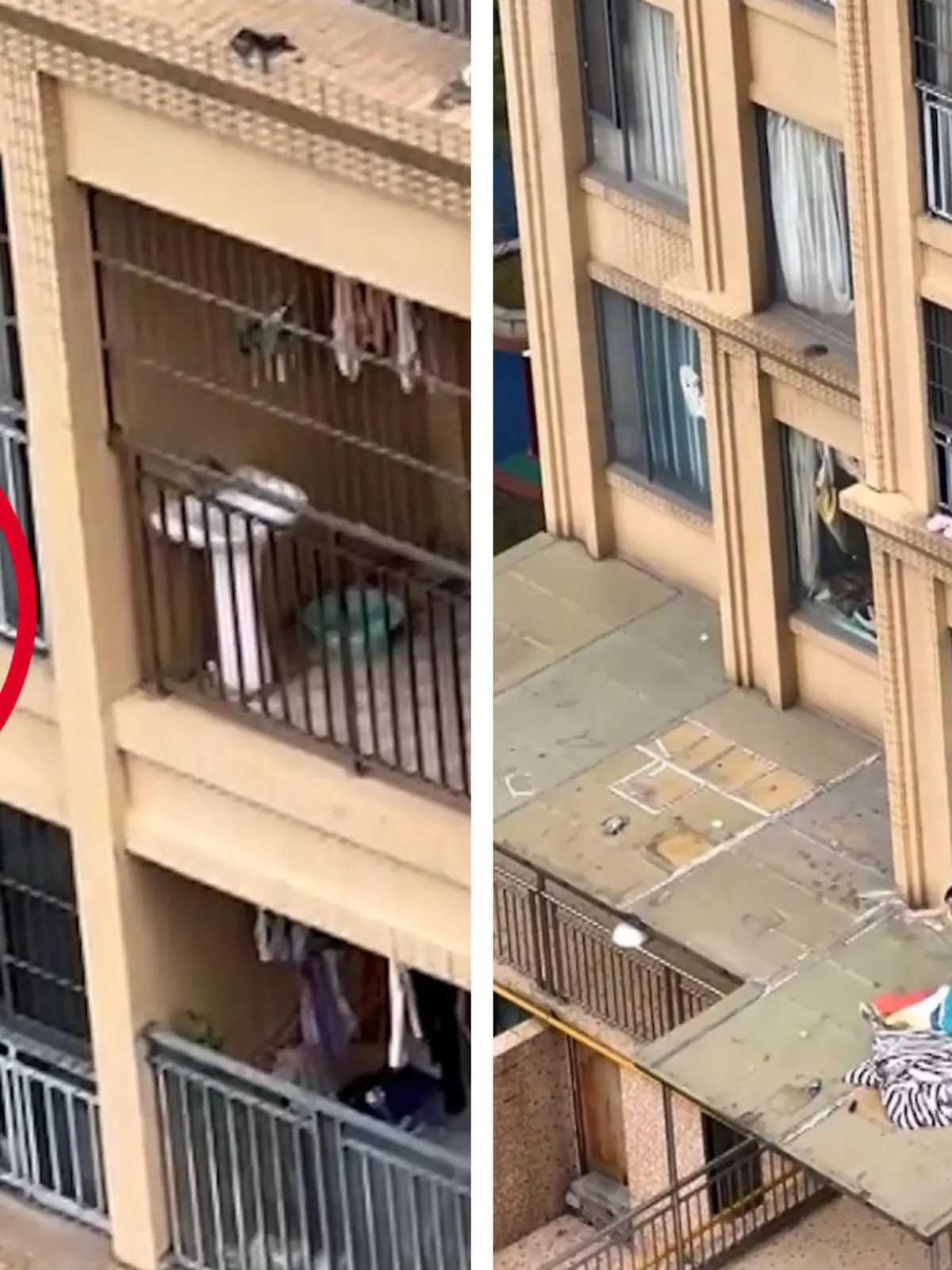 In der Provinz Guangdong in Südchina spielen sich dramatische Szenen ab. Ein Kleinkind hängt vom Balkon – es hat keine Chance sich selbst aus der gefährlichen Lage zu befreien. Zum Glück werden Nachbarn auf die Schreie aufmerksam und versuchen alles, um das Kind zu retten. Die Eltern sind zu dem Zeitpunkt nicht zuhause. Die krassen Bilder und ob das Kind in Sicherheit gebracht werden kann, seht ihr im Video.