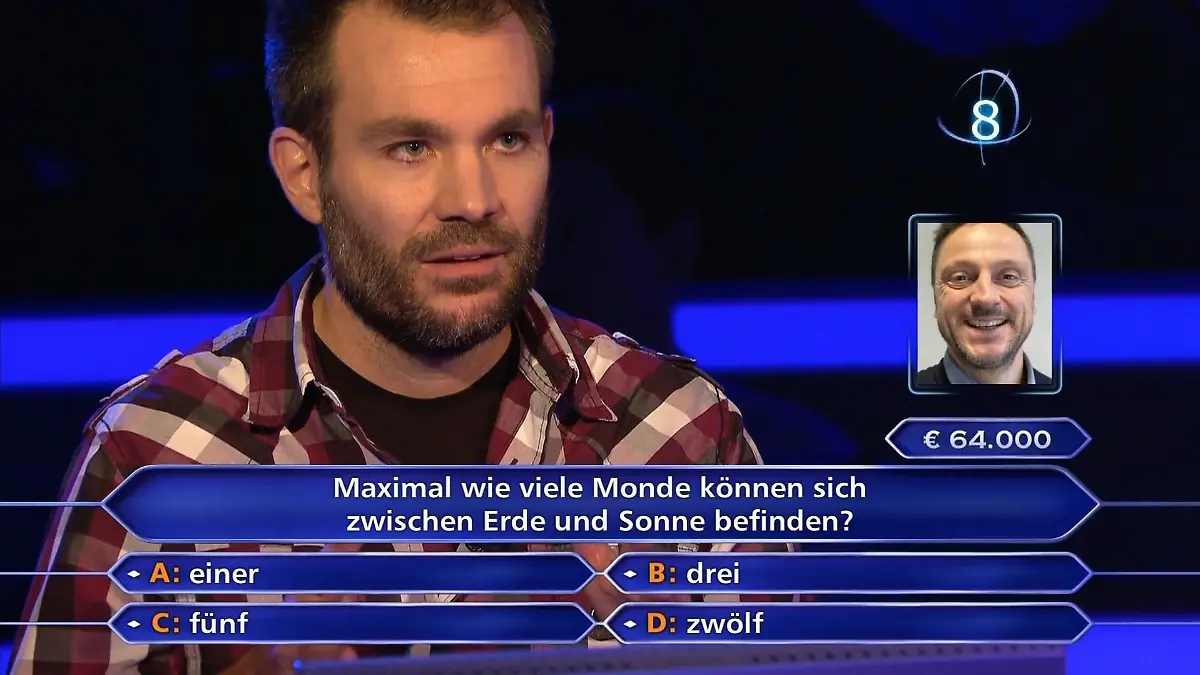 Das ist die Quizfrage, die Alexander Hundertpfund richtig beantworten muss, um 64.000 Euro zu sichern.