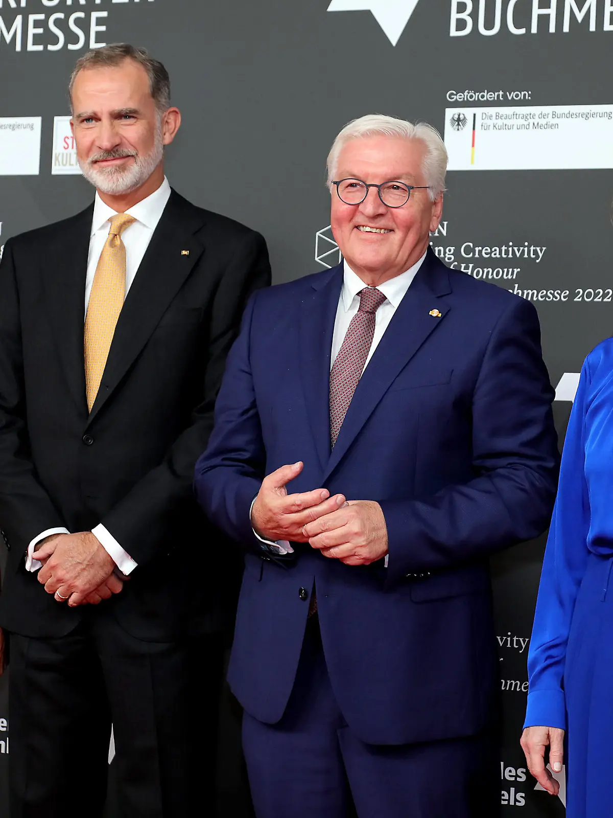 Entertainment Bilder des Tages 18.10.2022, Frankfurt, DEU Buchmesse Frankfurt. Eroeffnungsfeier der Frankfurt Buchmesse mit Koenig Felipe VI. und Koenigin Letizia von Spanien. und dem Bundespraesidenten Frank-Walter Steinmeier und Elke Buedenbender, Frau des Bundespraesidenten. Spanien ist in diesem Jahr Gastland der 74. Buchmesse. *** 18 10 2022, Frankfurt, DEU Book Fair Frankfurt Opening Ceremony of the Frankfurt Book Fair with King Felipe VI and Queen Letizia of Spain and German President Frank Walter Steinmeier and Elke Buedenbender, wife of the German President Spain is this years Guest Country of the 74 Book Fair