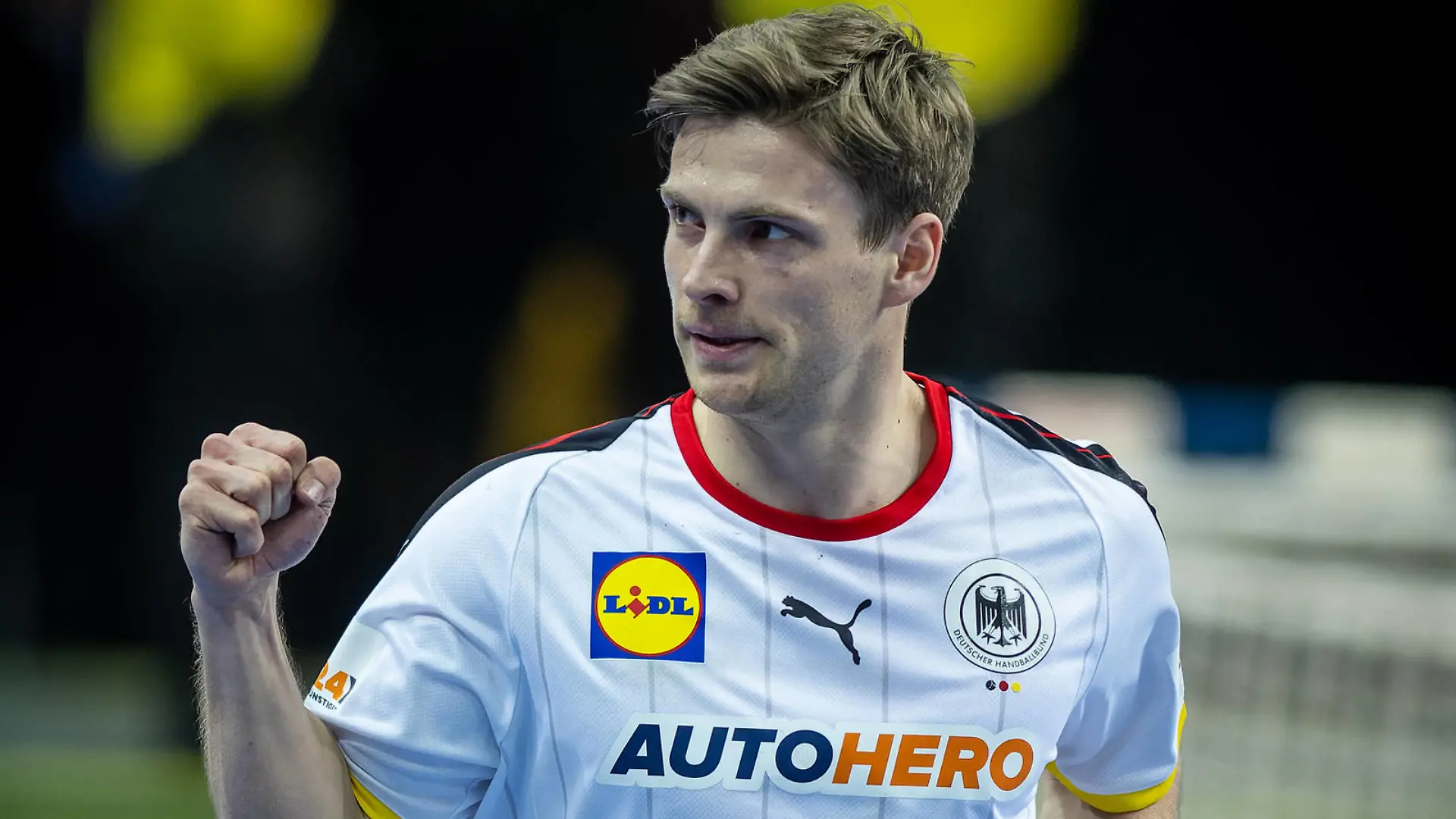Handball Kattowitz 23.01.2023 Weltmeisterschaft Handball WM Männer Hauptrunde Deutschland GER - Norwegen NOR Rune Dahmke Deutschland, No.34 Jubel *** Handball Katowice 23 01 2023 World Championship Handball World Championship Men Main Round Germany GER Norway NOR Rune Dahmke Germany, No 34 Cheers