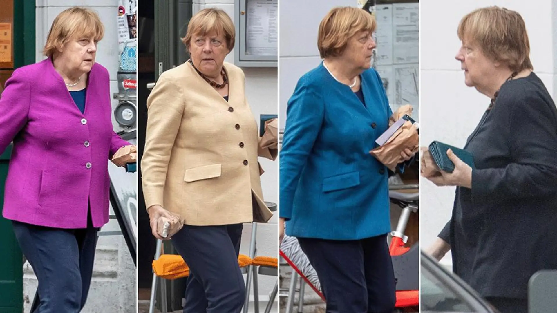 Angela Merkel auf dem Weg zu ihrem Lieblingsbäckerei "Wiener Brot" abgelichtet.