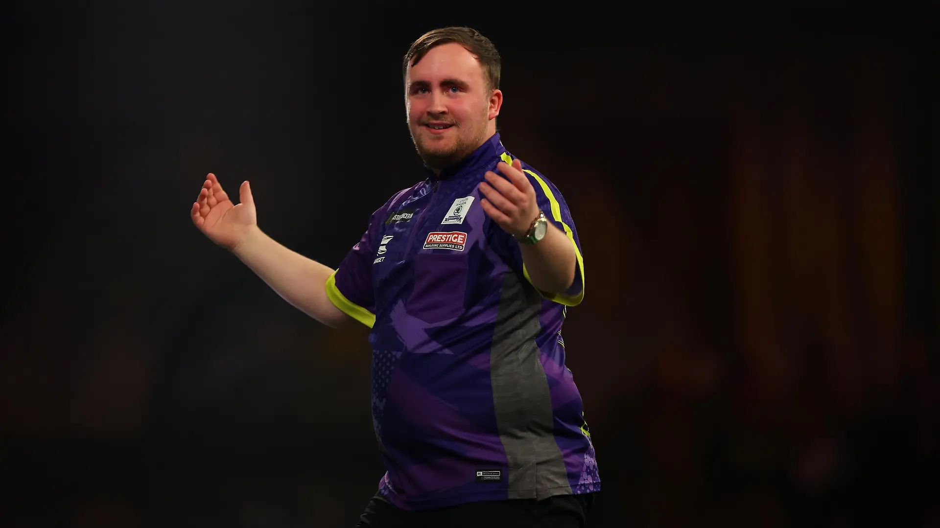 2nd January 2024, Alexandra Palace, London, England; 2023/24 PDC Paddy Power World Darts Championships Day 15, Semi Finals; Luke Littler reacts as he throws a 180 during his match against Rob Cross / action press