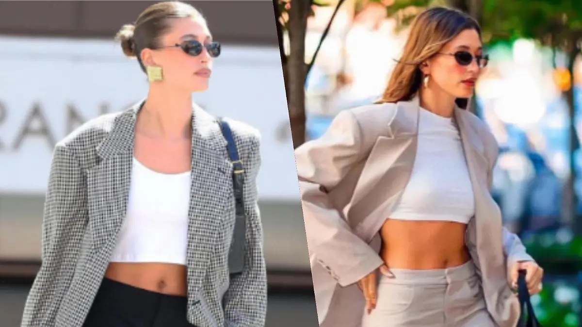 Hailey Bieber zeigt ihre Blazer-Looks bei instagram,.